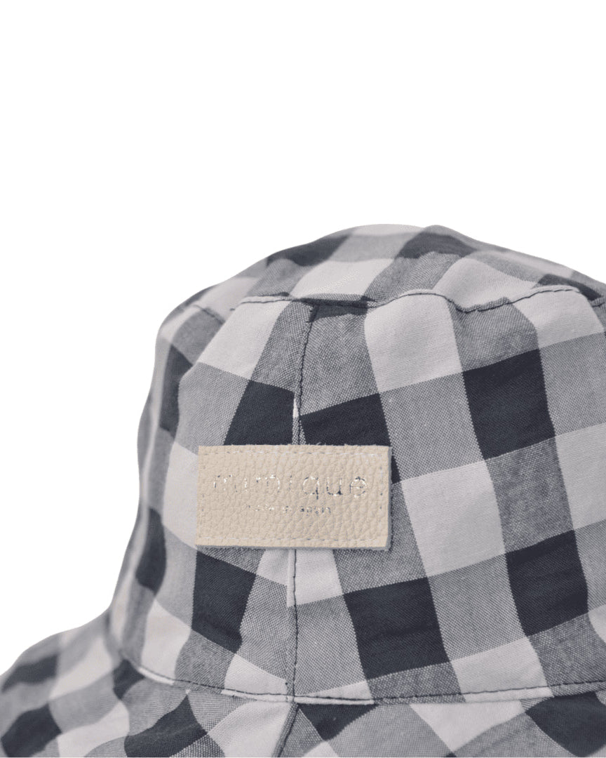 Sombrero de playa reversible vichy & hueso