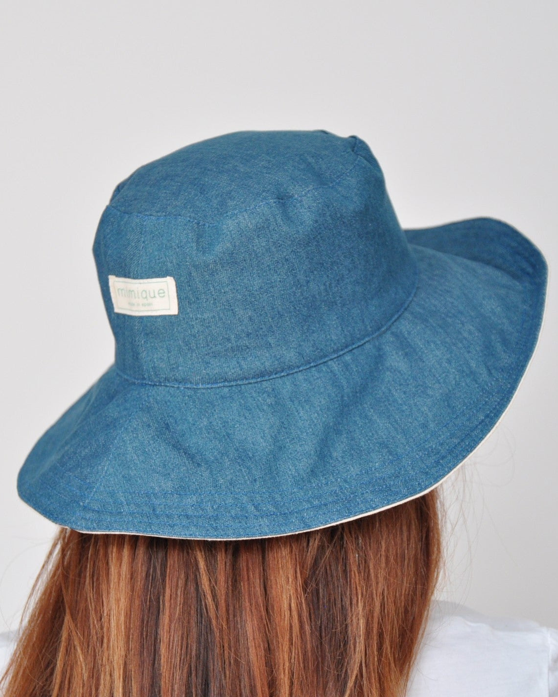 Sombrero de playa reversible vaquero & hueso con logo mimique palmera