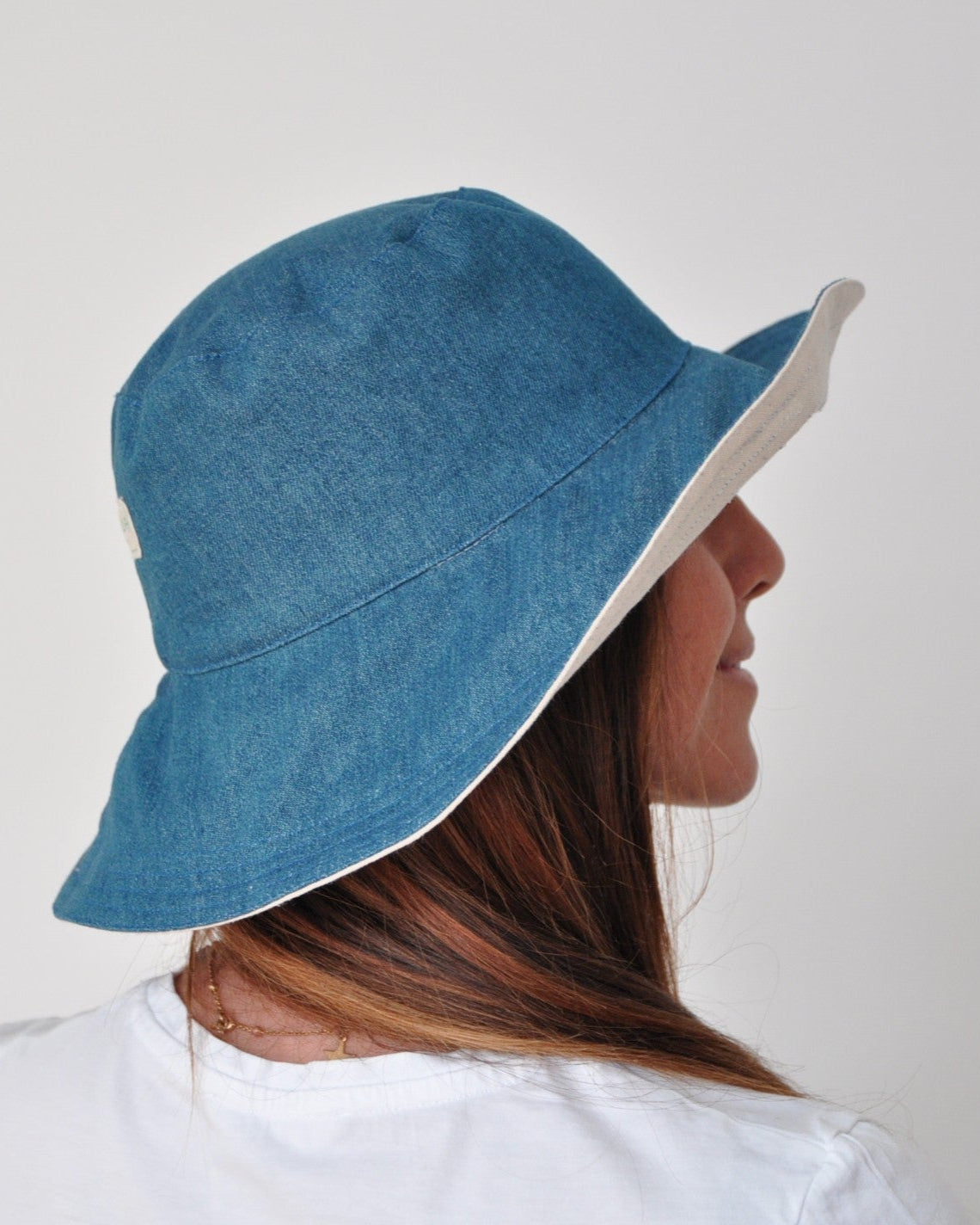 Sombrero de playa reversible vaquero & hueso con logo mimique palmera
