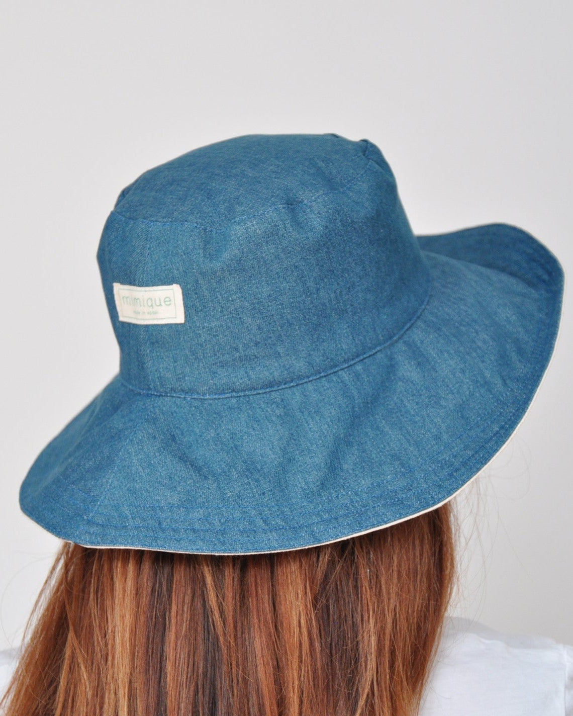 Sombrero de playa reversible vaquero & hueso con logo mimique beach