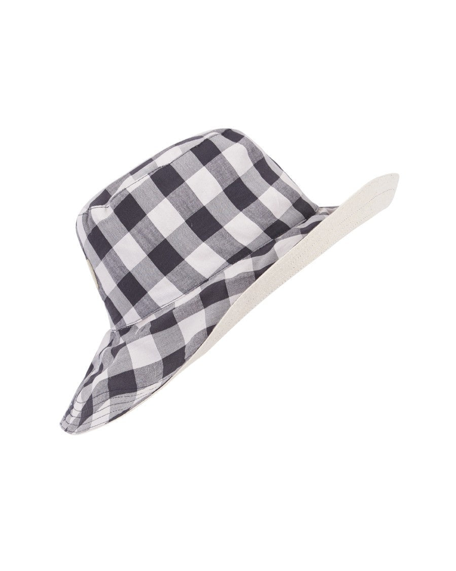 Sombrero de playa reversible vichy & hueso