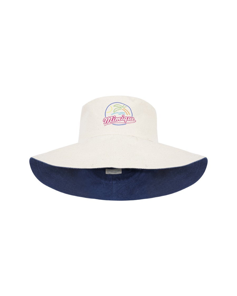 Sombrero de playa reversible vaquero & hueso con logo palmera