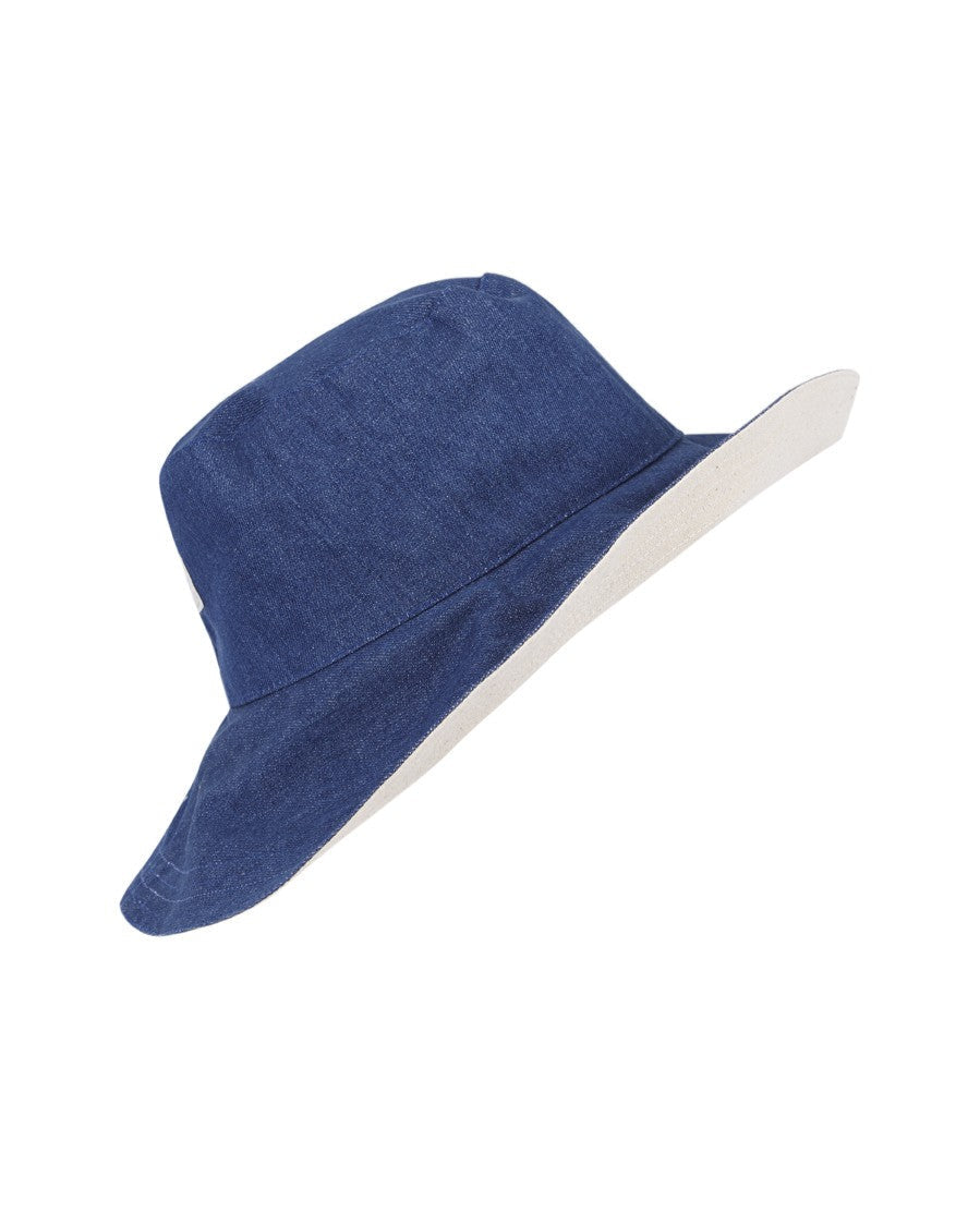 Sombrero de playa reversible vaquero & hueso con logo mimique palmera