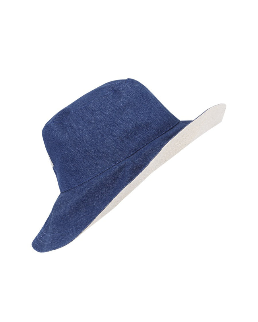 Sombrero de playa reversible vaquero & hueso con logo mimique beach
