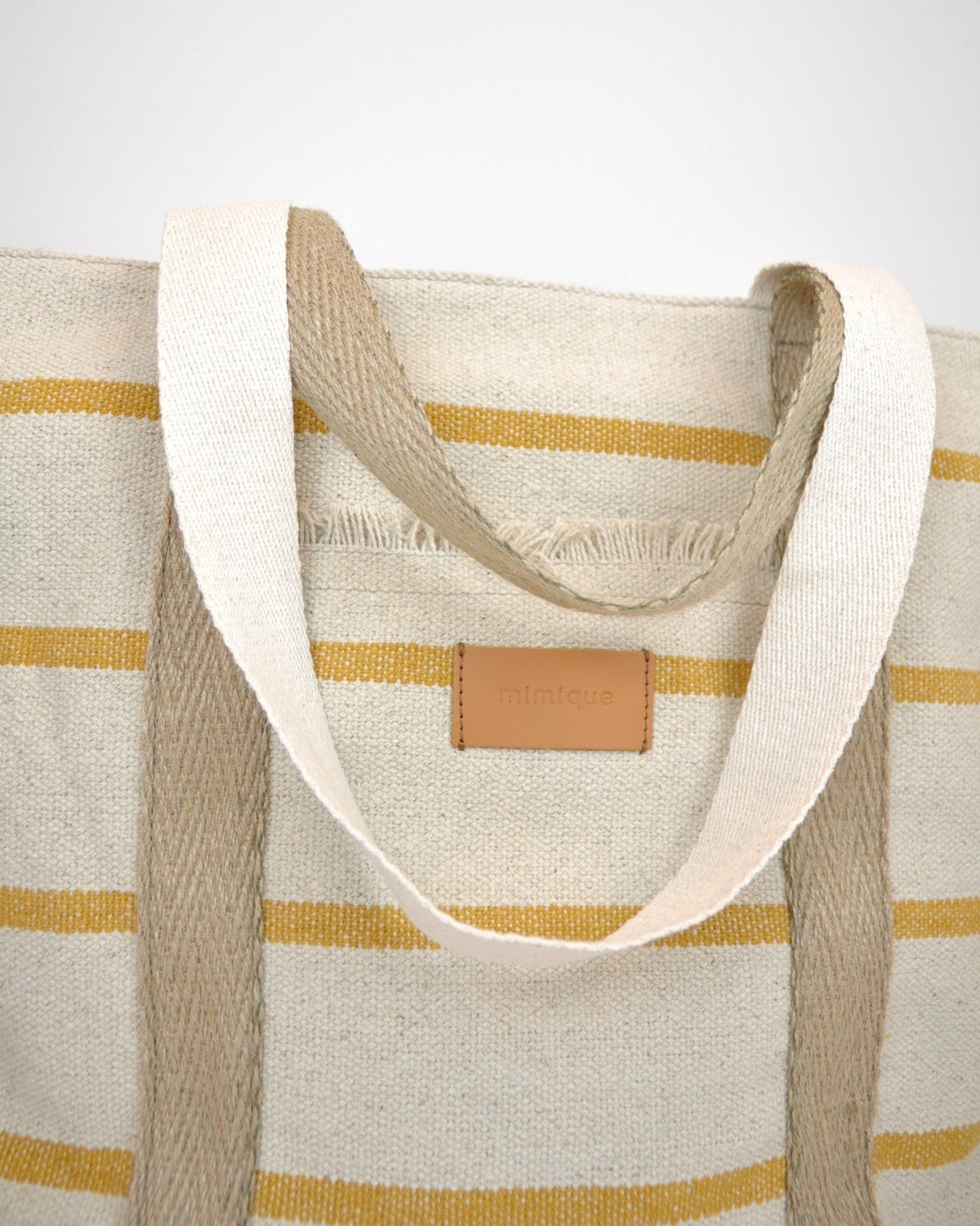 Bolsa de plaza viaje CAPAZO RAYA MOSTAZA Mimique hecha en España con loneta gran calidad