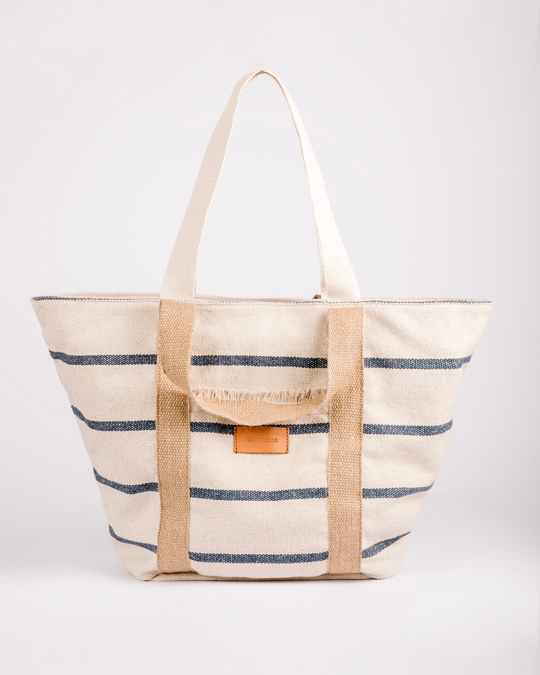Bolsa de playa viaje CAPAZO RAYA NAVY Mimique hecha en España Gran capacidad y cremallera