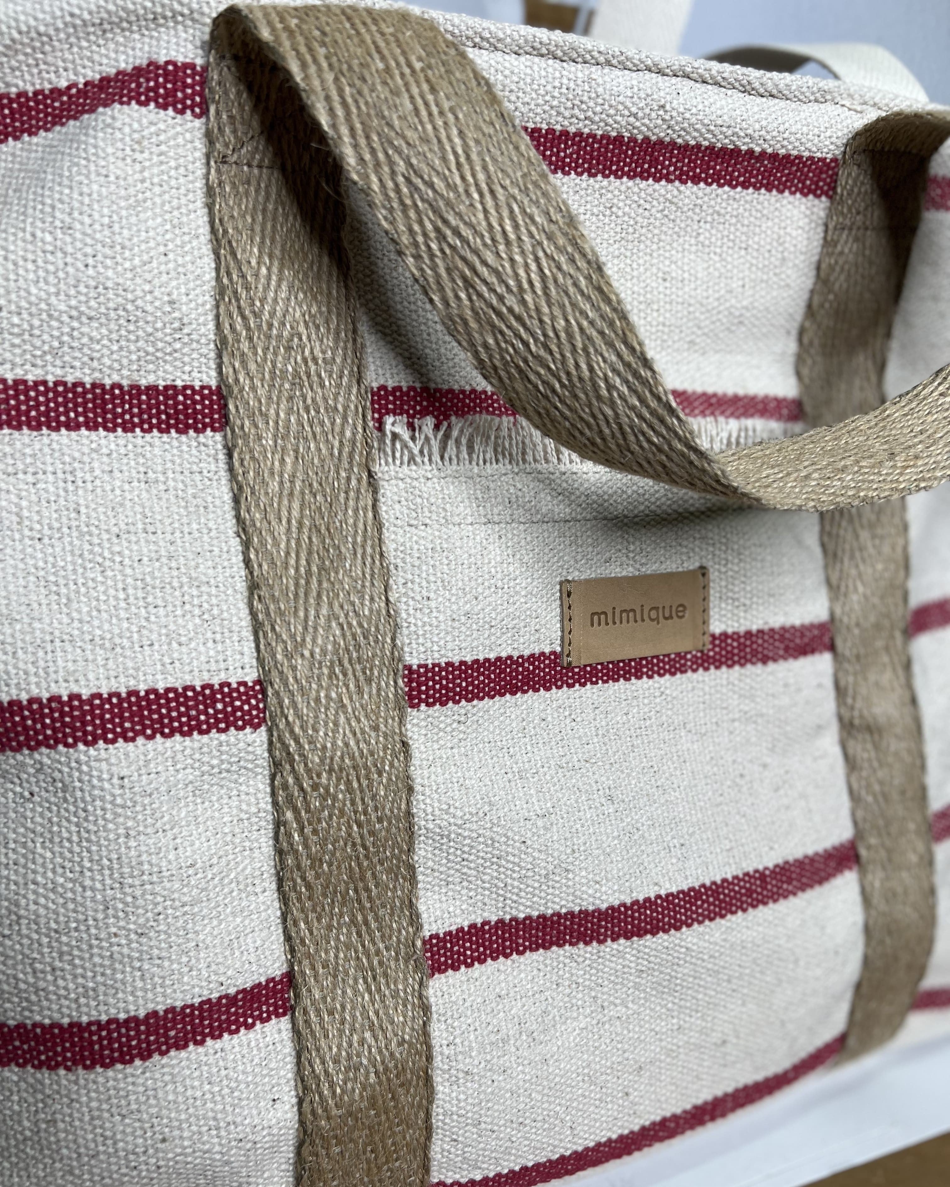 Bolsa playa viaje capazo twin Mimique loneta gran calidad y capacidad cereza burdeos