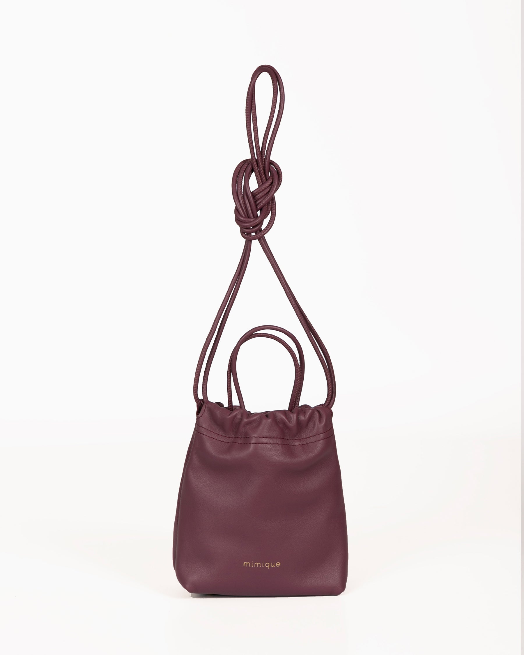 Bolso Bandolera de piel Cue de Mimique. Color Uva. Hecho en España