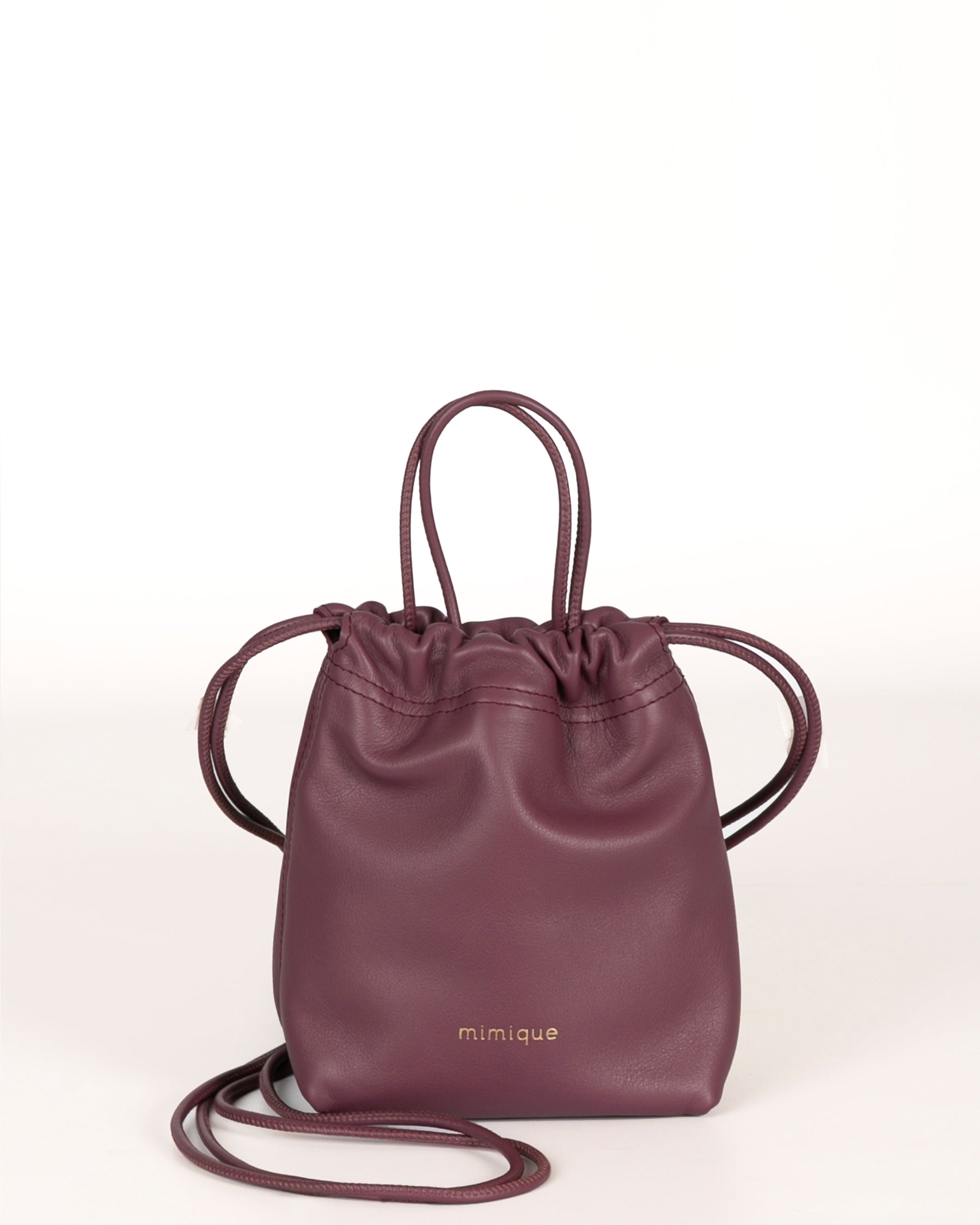 Bolso Bandolera de piel Cue de Mimique. Color Uva. Hecho en España