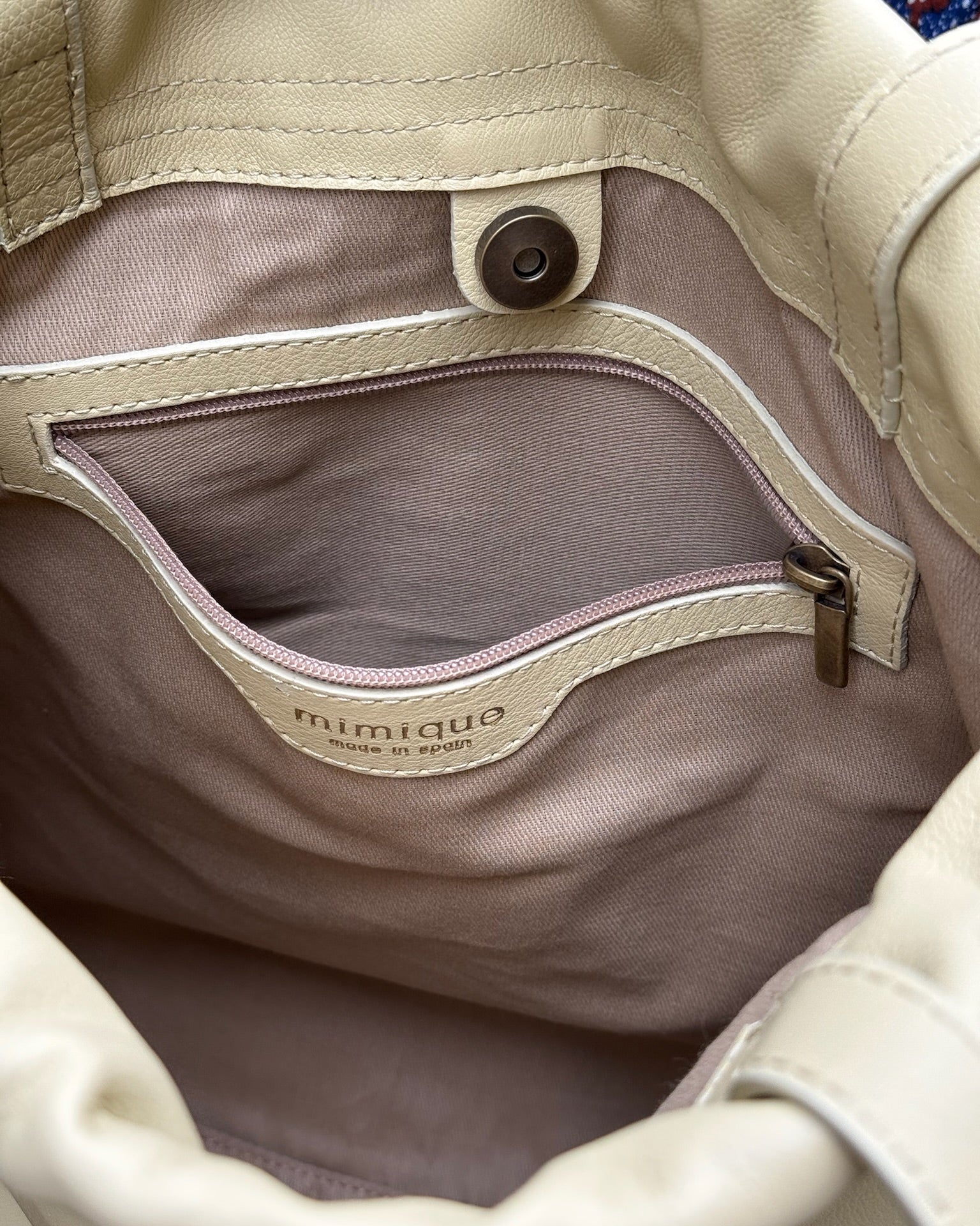 Bolso Tote bag para mujer Barro de Mimique en piel vainilla. Gran calidad y capacidad