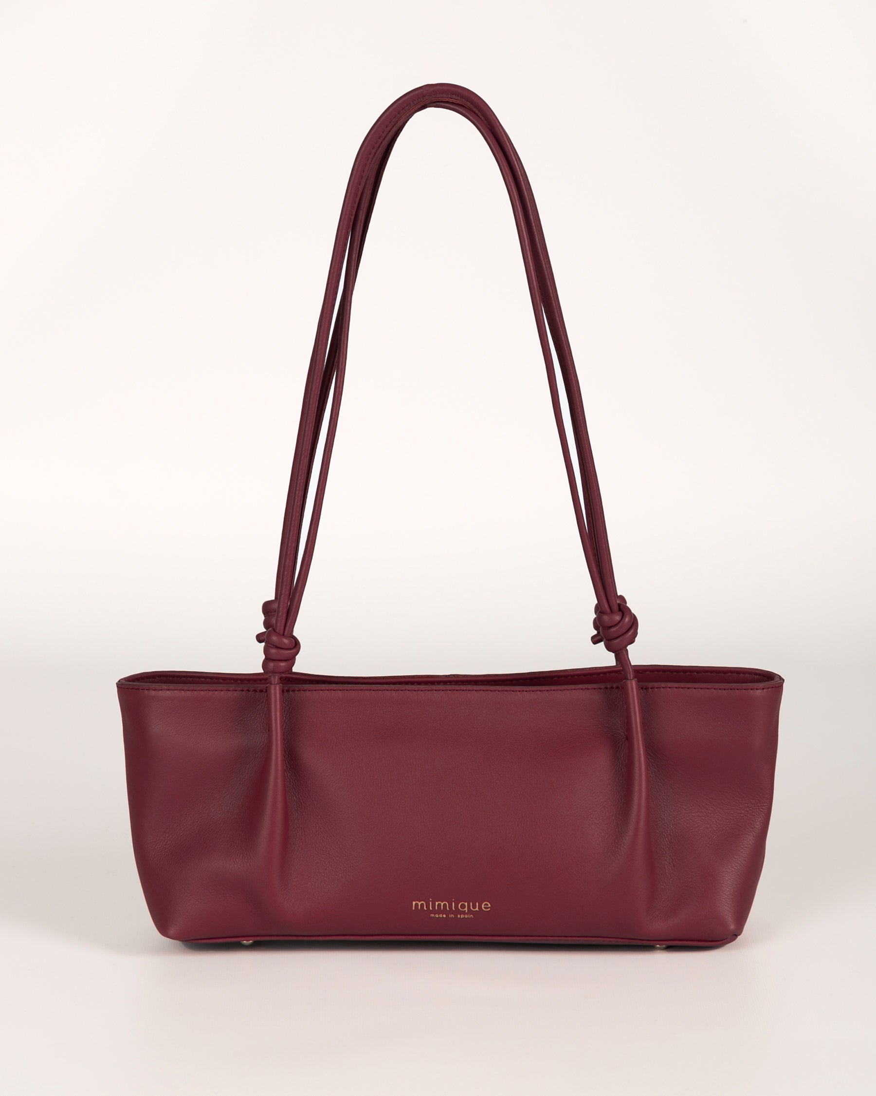 Bolso baguette Toranda de Mimique en piel color arcilla. Artesanía made in Spain