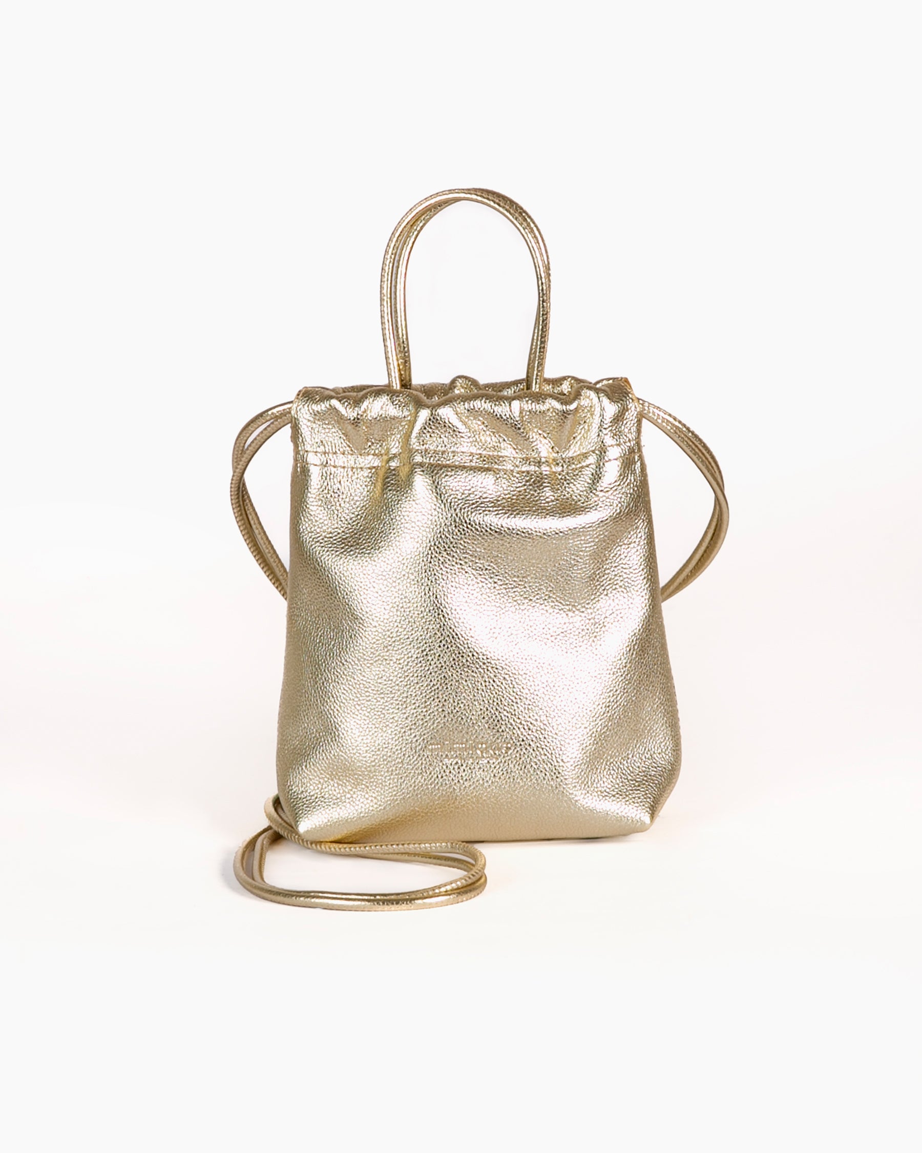 Bolso bombonera de piel dorado Cue de Mimique. Calidad made in Spain