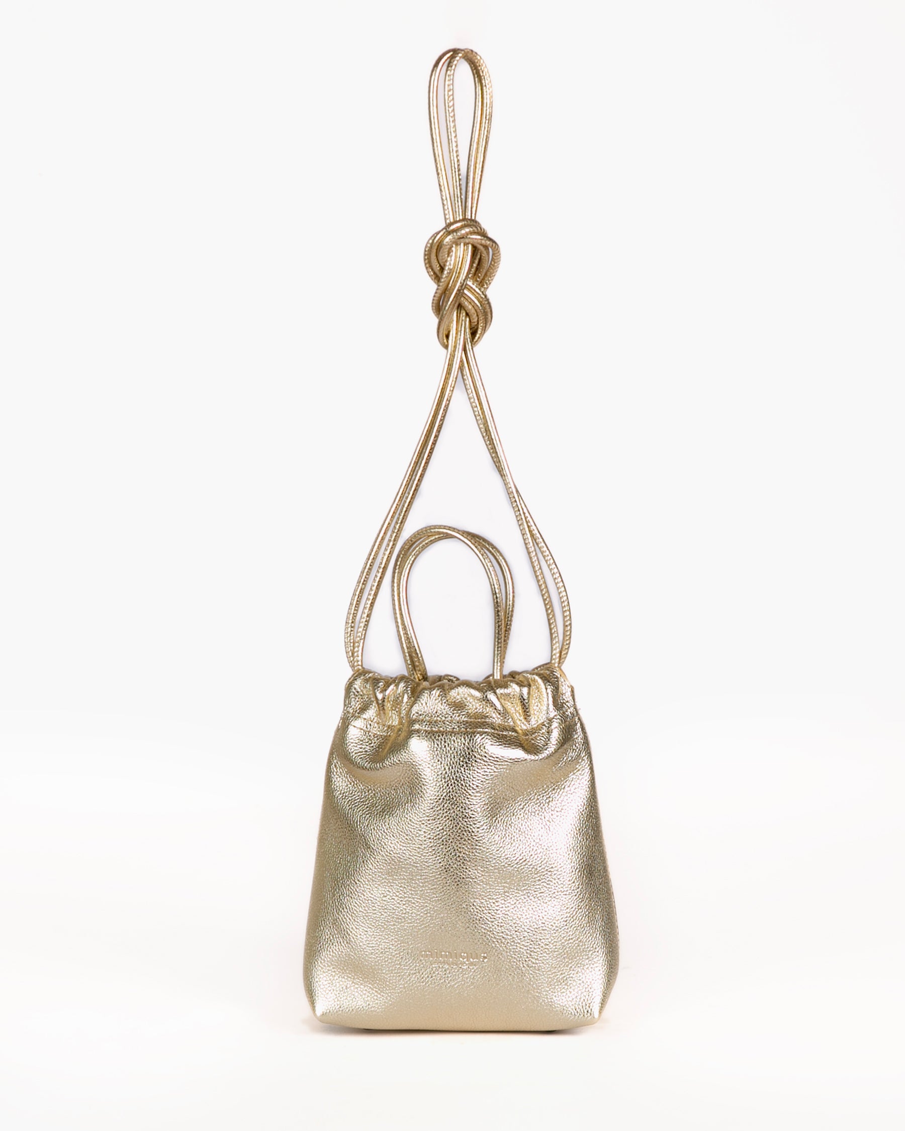 Bolso bandolera de piel dorado Cue de Mimique. Calidad made in Spain