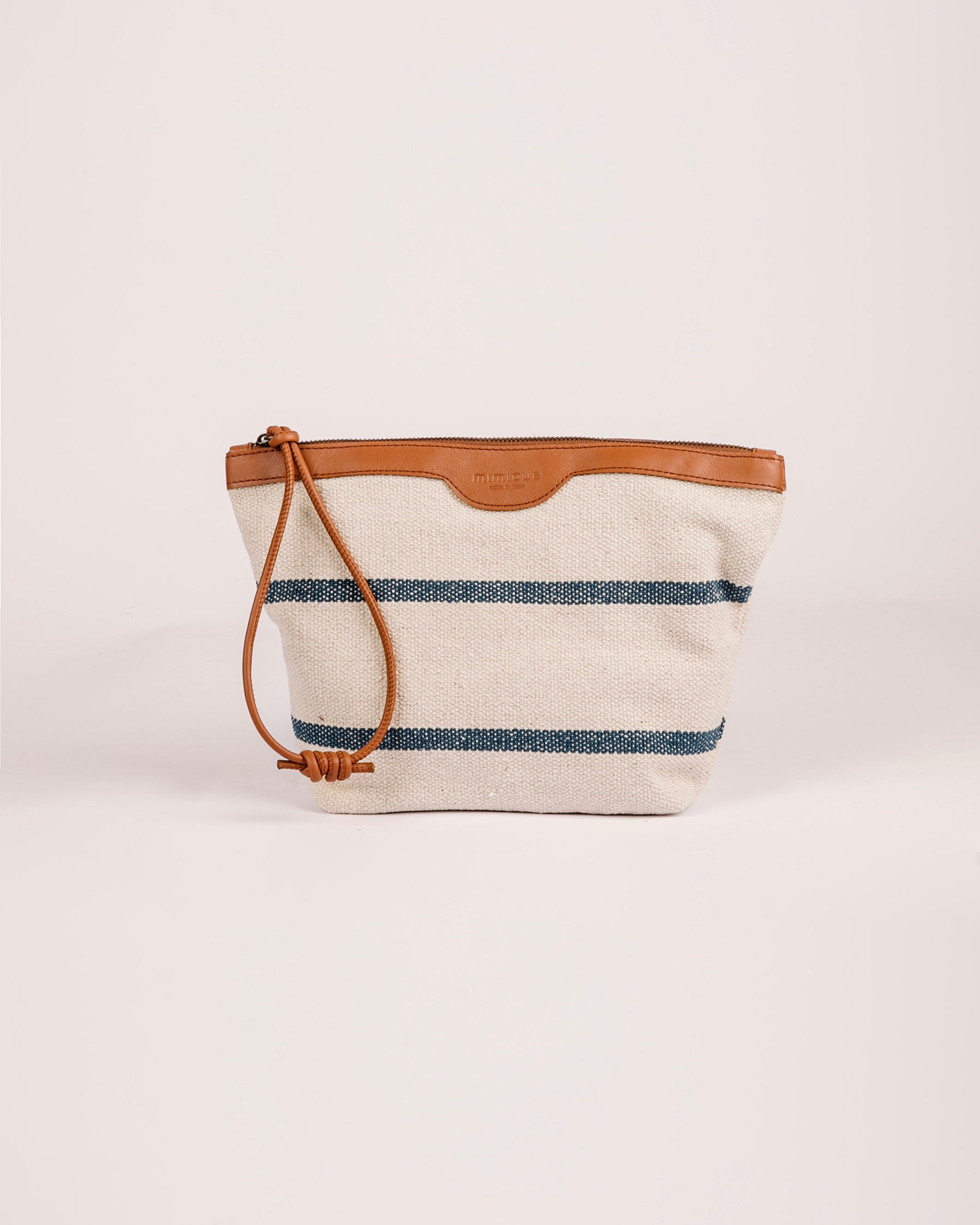 bolso de mano Rodiles Mimique loneta y piel con cremallera y asa para colgar