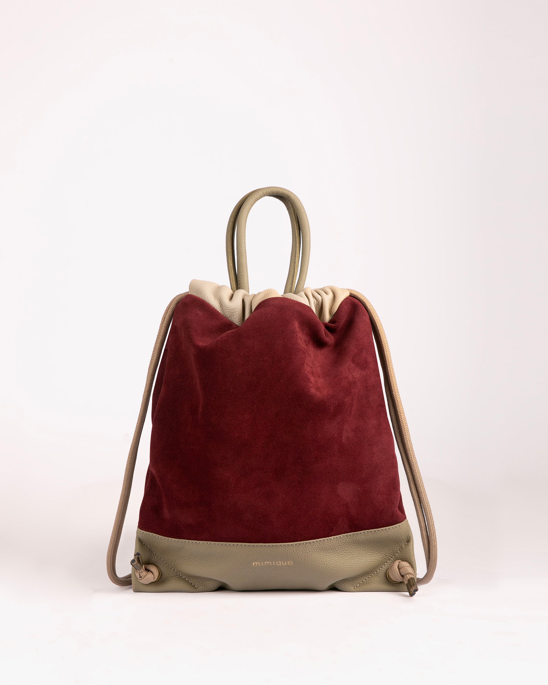Mochila bolso piel ante burdeos para mujer Torimbia zero Mimique