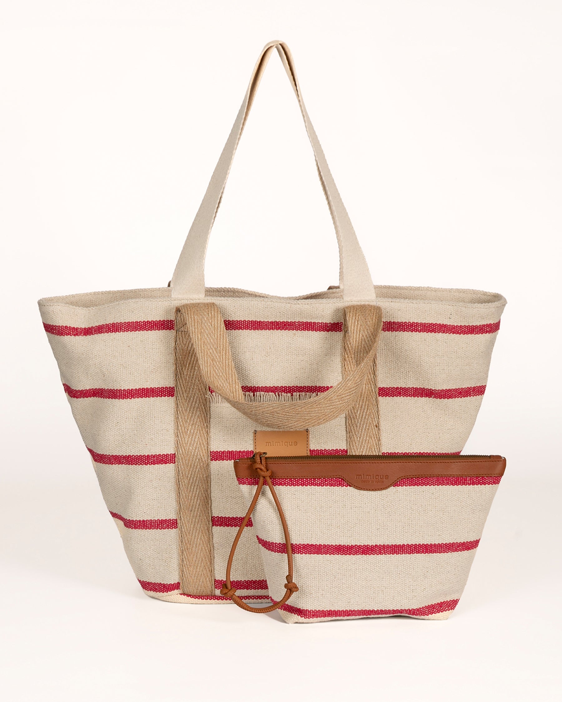 Pack Bolsa de playa viaje y pouch neceser Rodiles burdeos. Gran capacidad