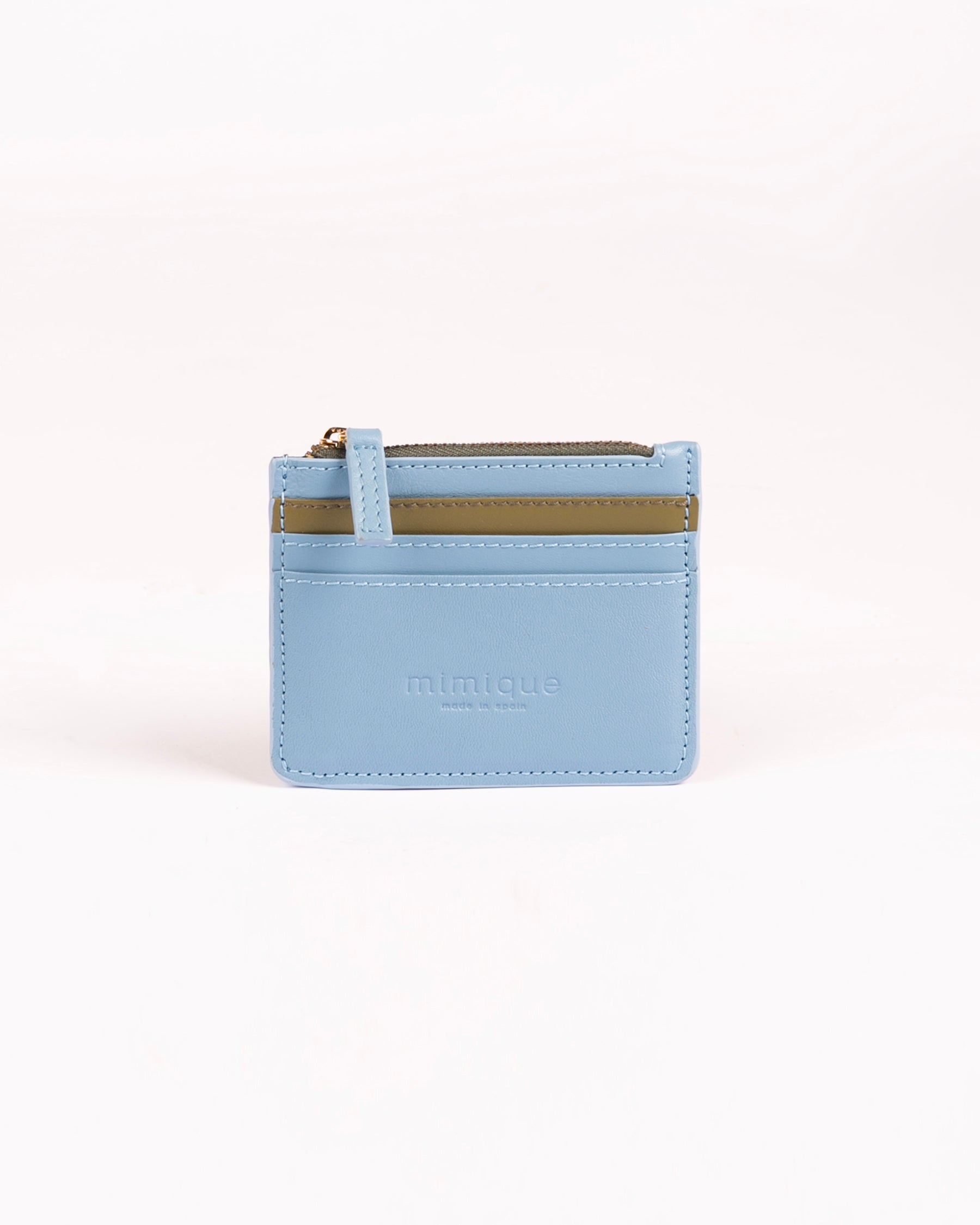 Tarjetero monedero azul cielo & oliva
