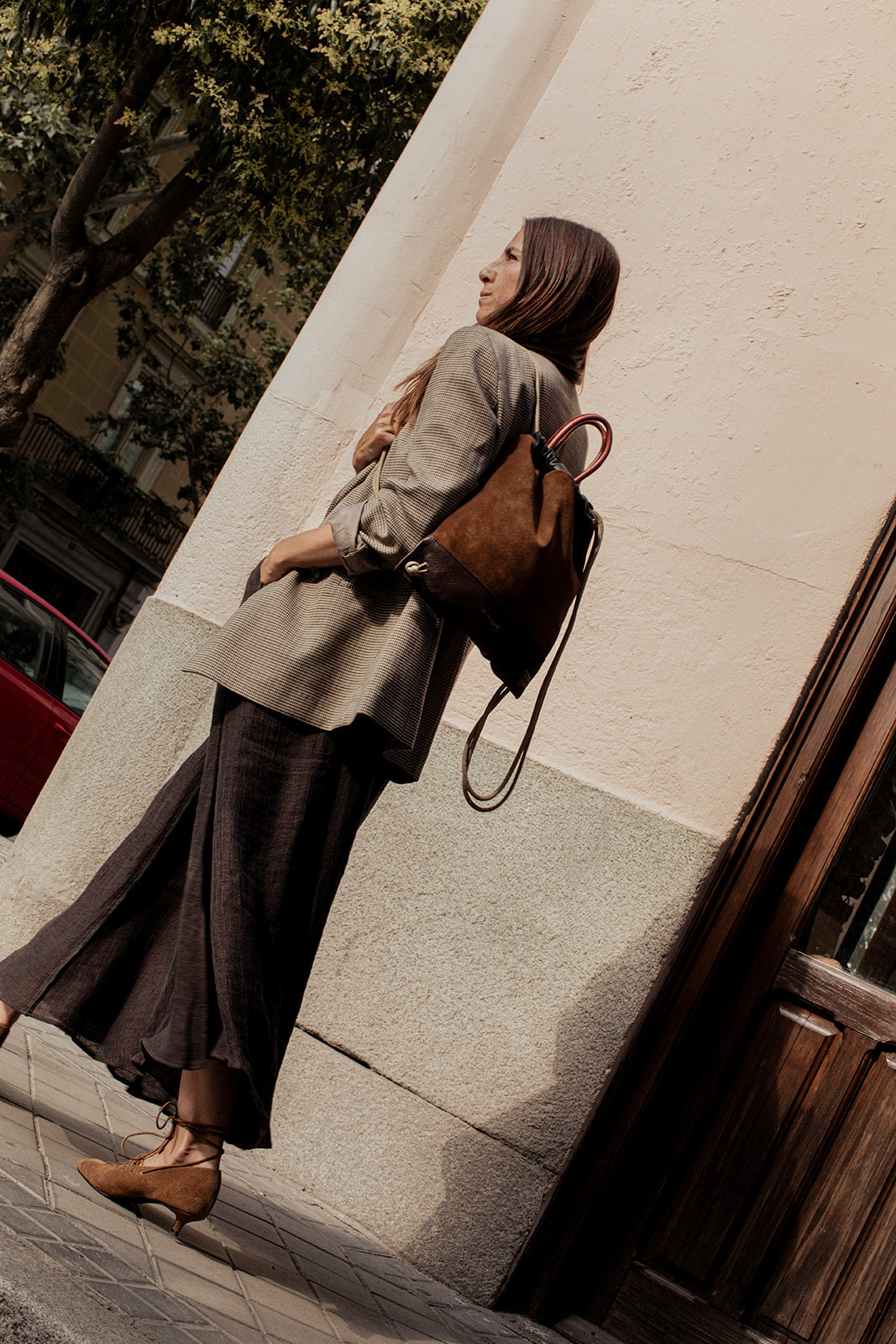 Mochila de mujer Torimbia Zero de Mimique en piel color marrón choco. Made in Spain