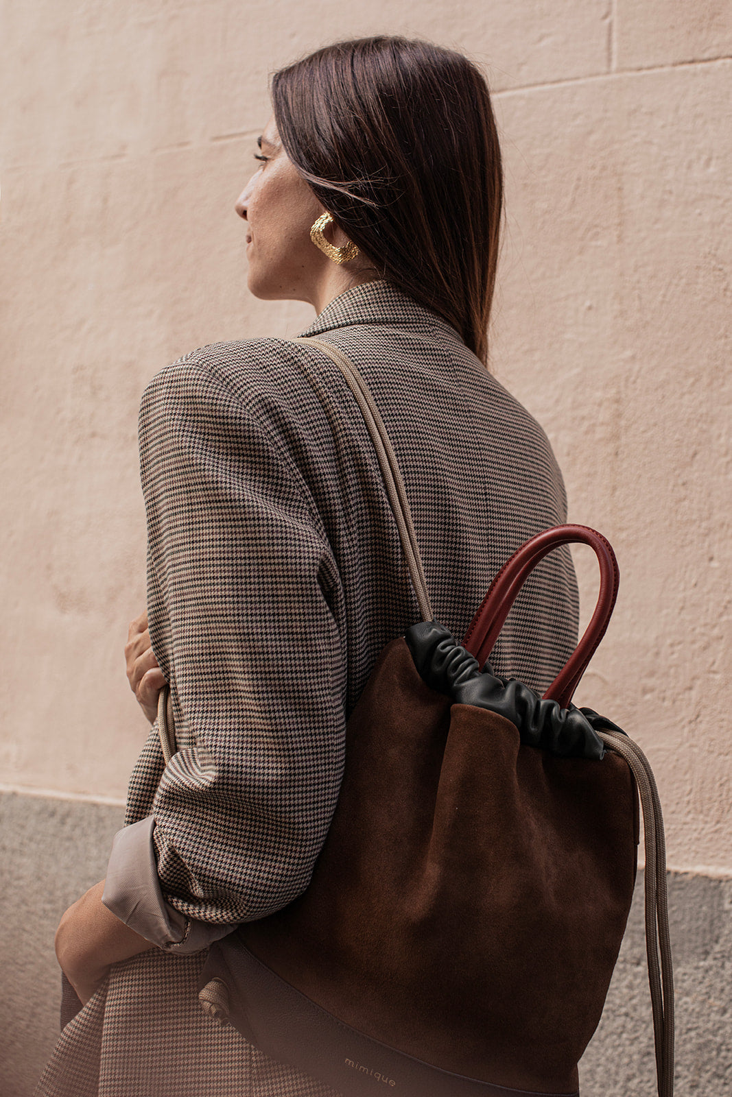 Mochila de mujer Torimbia Zero de Mimique en piel color marrón choco. Made in Spain