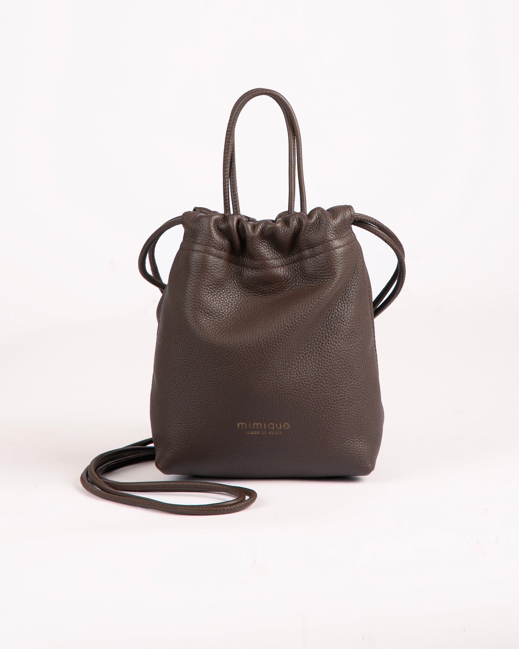 Bolso de piel Cue Mimique. Bandolera color marrón chocolate. Calidad made in Spain