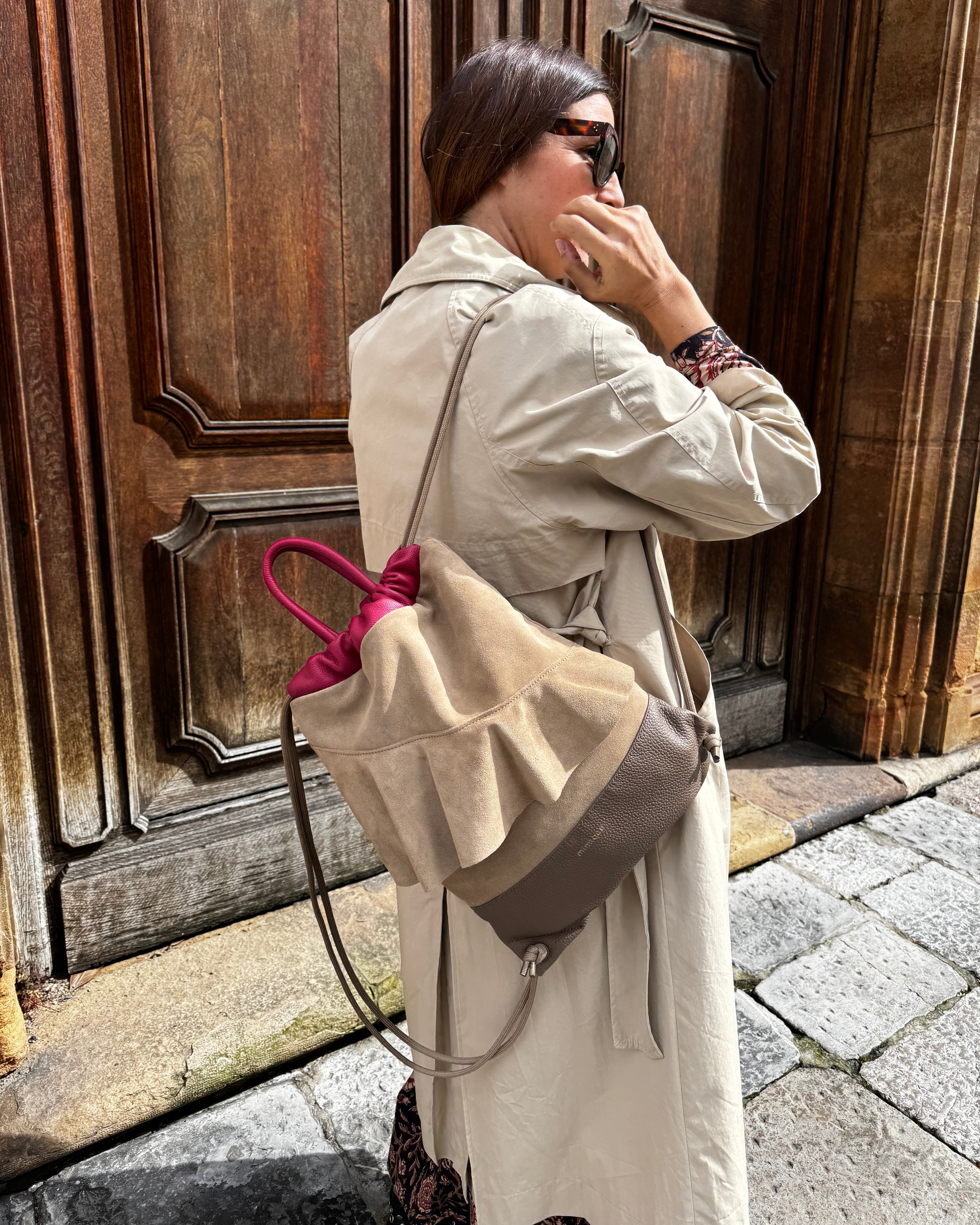 Bologna taupe, beige and dark raspberry