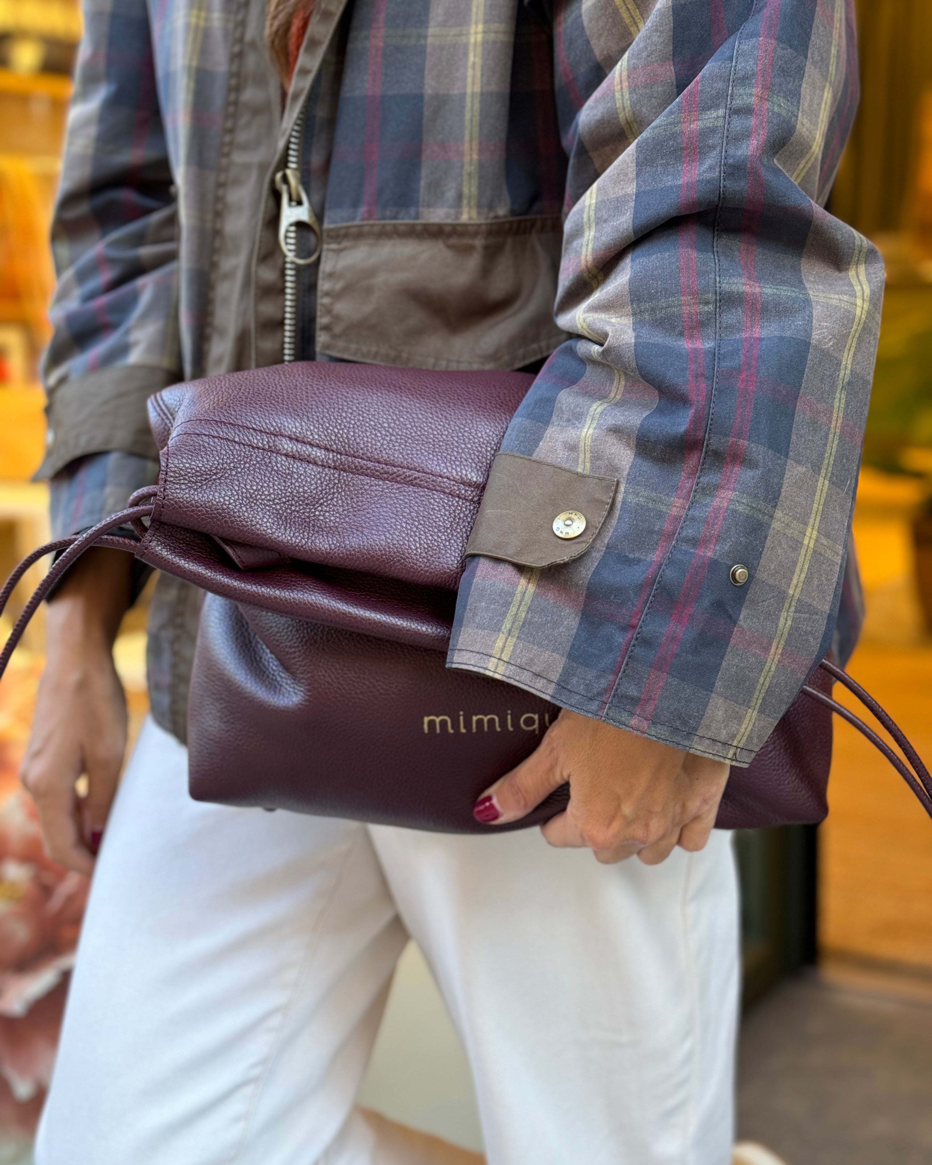 Bolso tote bag Barro de Mimique. Piel color burdeos. Hecho en España