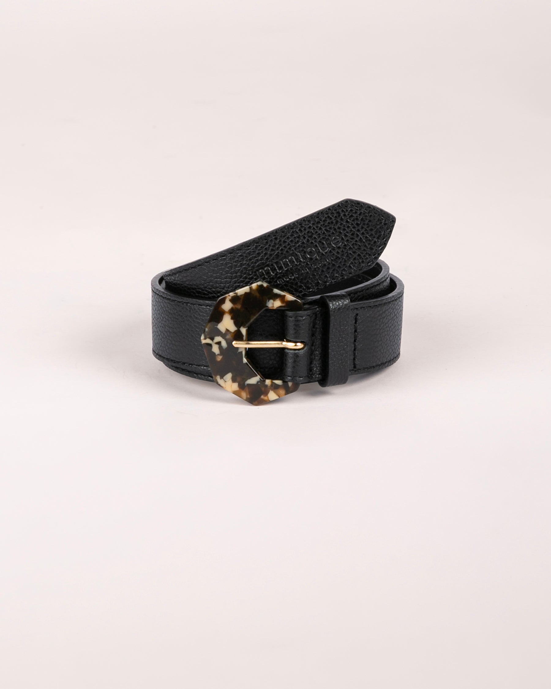 Cinturón para mujer piel negro Salinas Mimique. Hecho en España. Carey