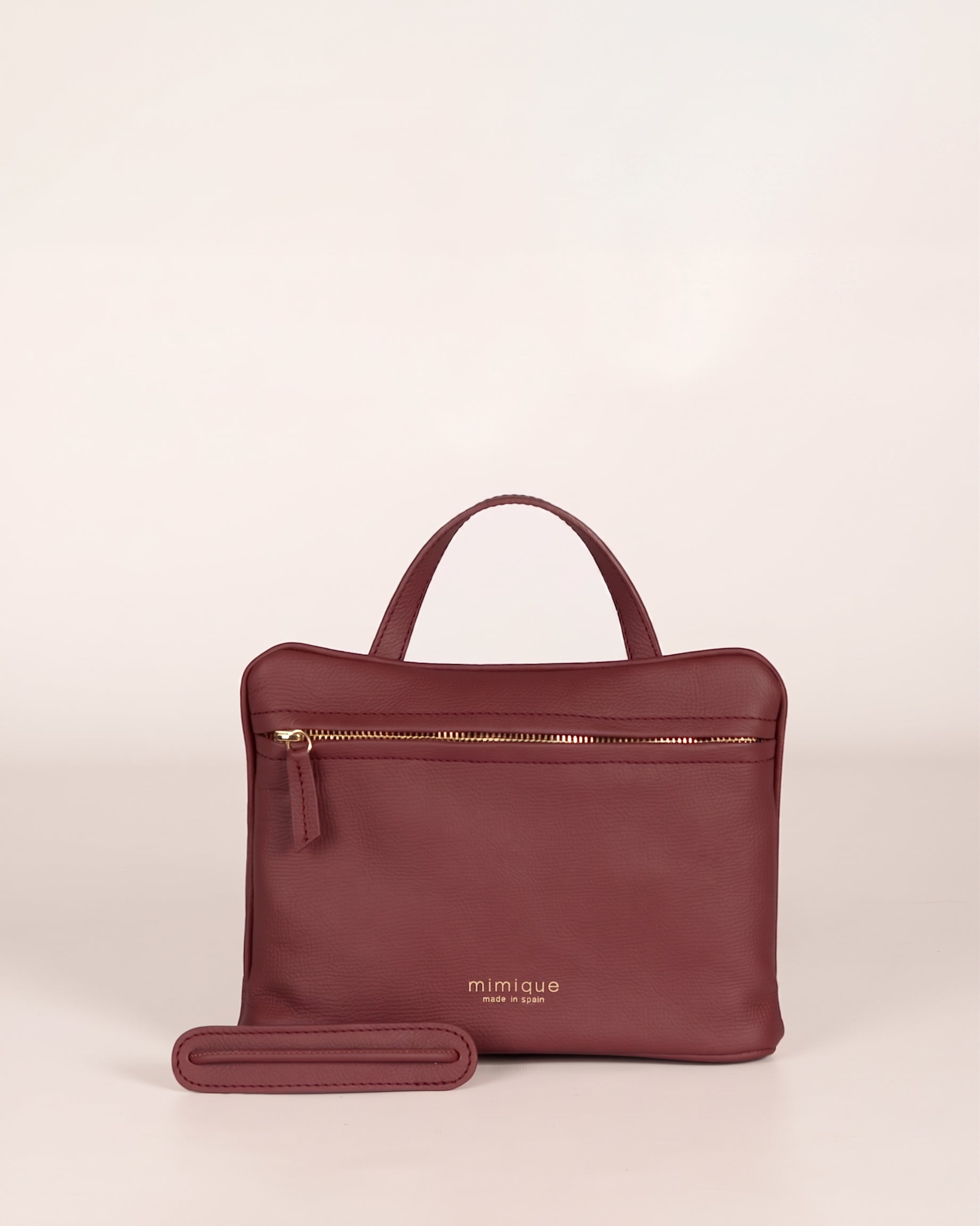 Bolso bandolera América para mujer Mimique piel premium burdeos. Calidad made in spain
