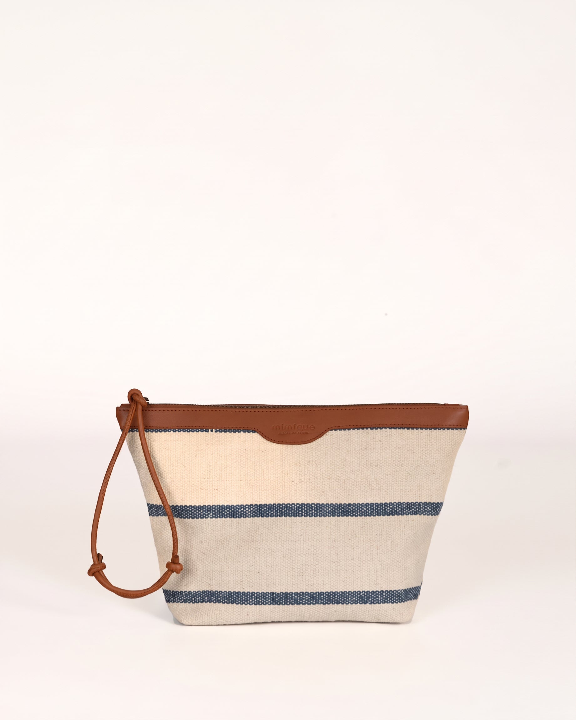 Bolso de mano Rodiles Mimique loneta y piel con cremallera y asa para colgar made in Spain