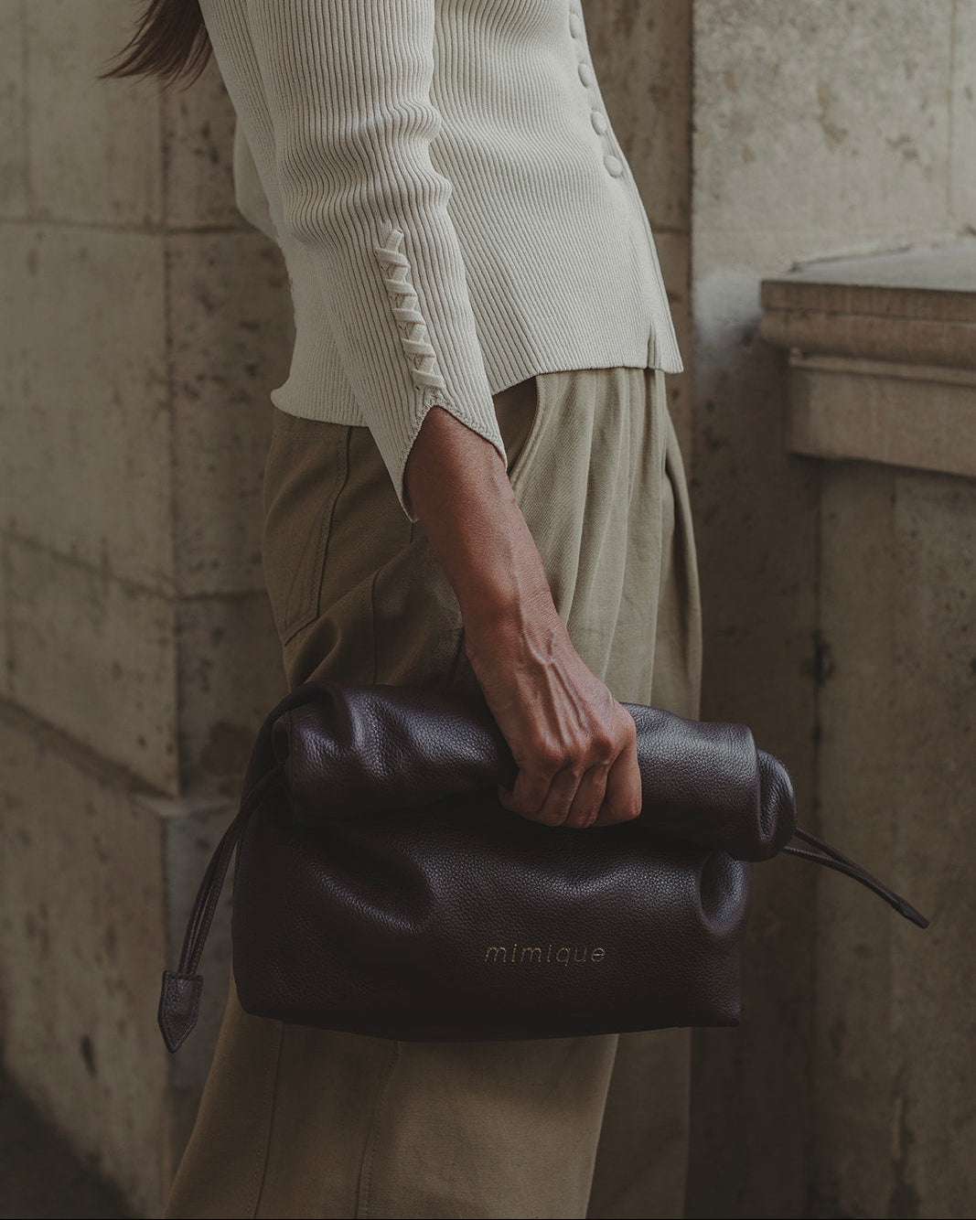 Barro marrón chocolate tote bag de piel de alta calidad para mujer Mimique made in Spain