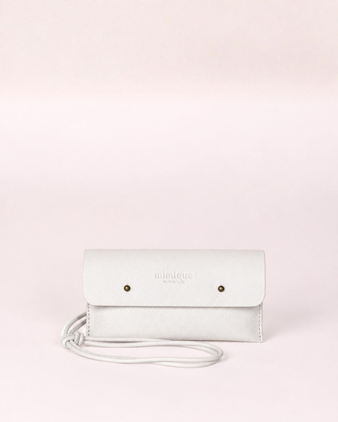 Funda de móvil piel premium crema Mantequilla para colgar Mimique cómoda y ligera con cordón regulable