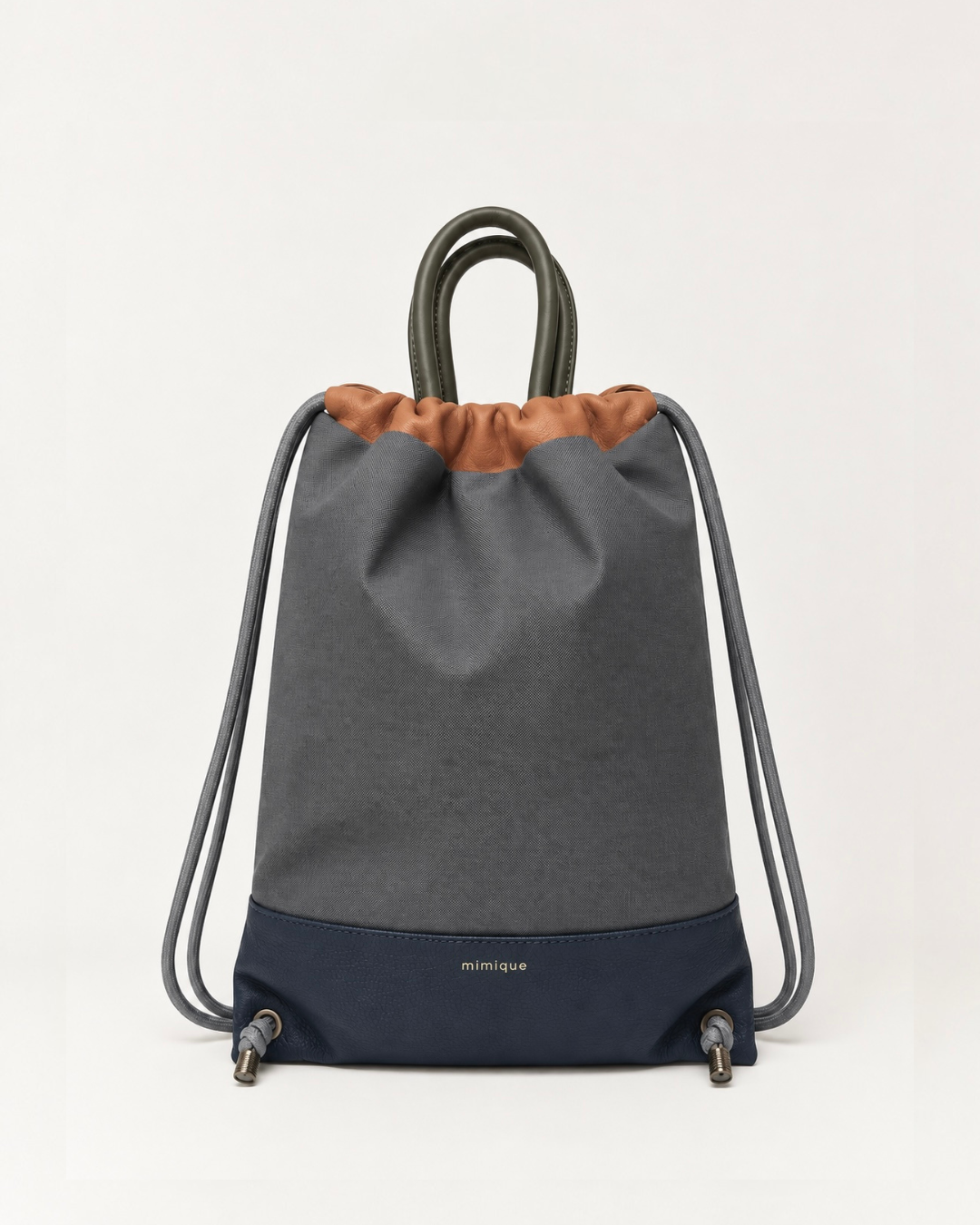 Sevalle navy, gris y cuero mochila de piel y loneta impermeable Mimique tamaño grande y máxima calidad