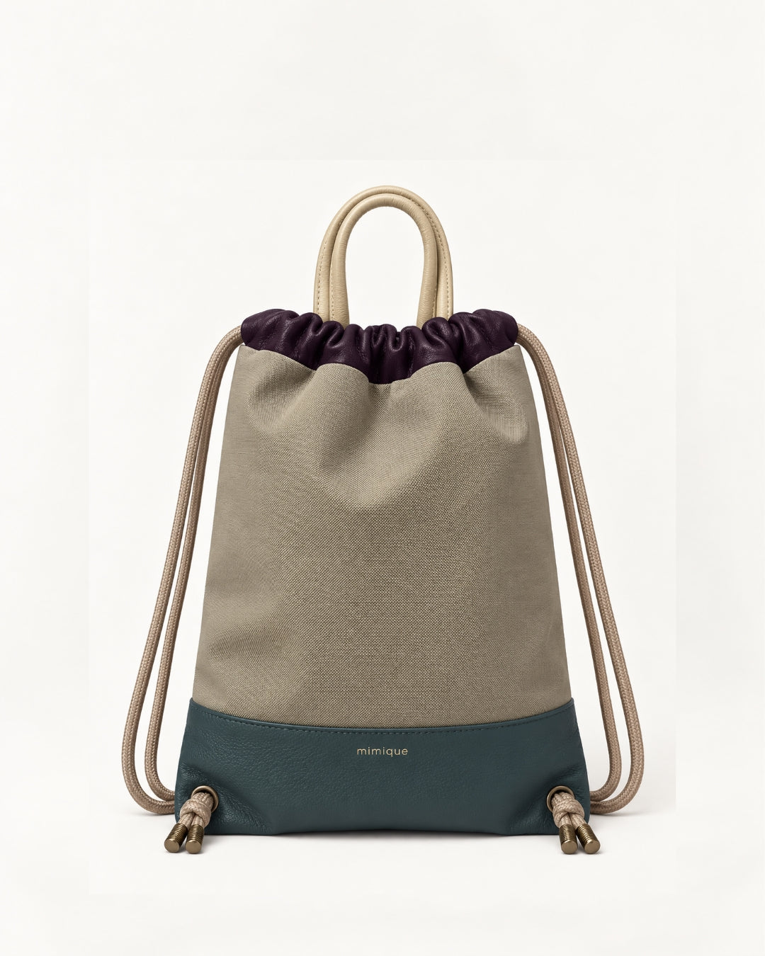 Sevalle beige mochila para mujer Mimique en piel y loneta impermeable hecha a mano en España