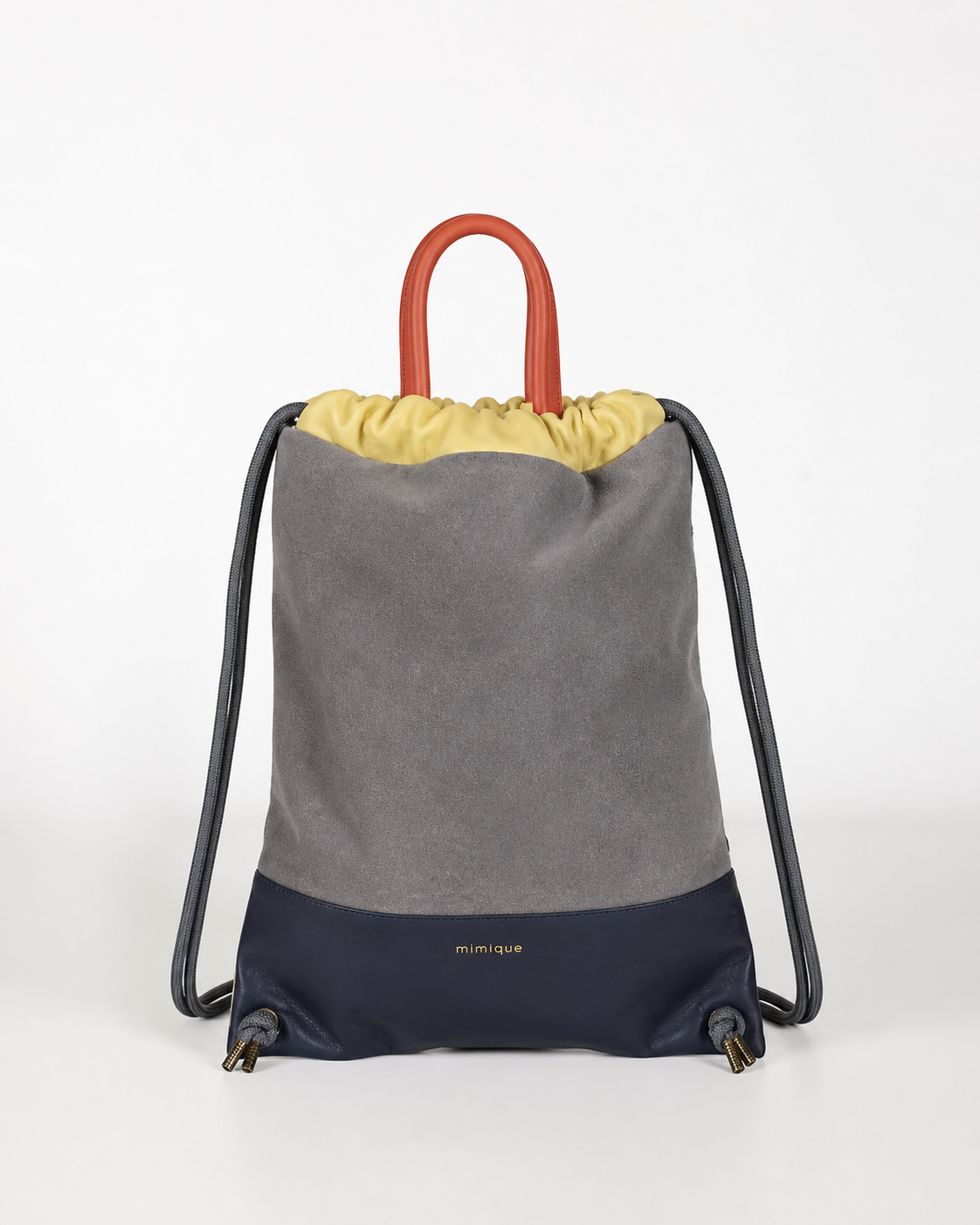 Mochila grande de piel para mujer Arra de Mimique en color navy y gris made in Spain