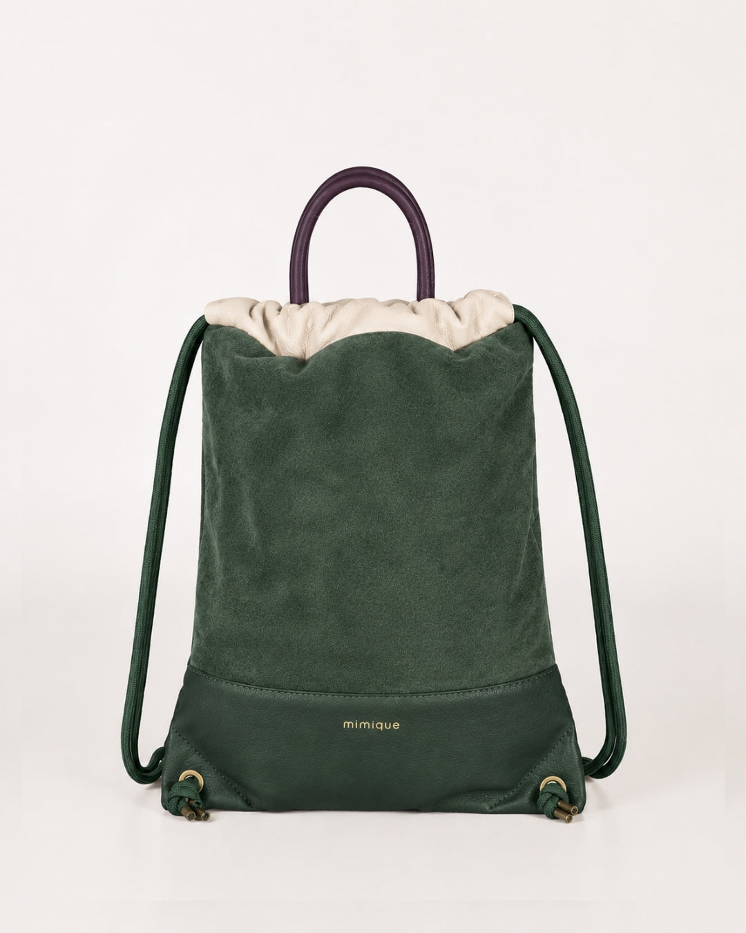Mochila de piel y serraje para mujer Arra en color verde hecha a mano en España gran calidad