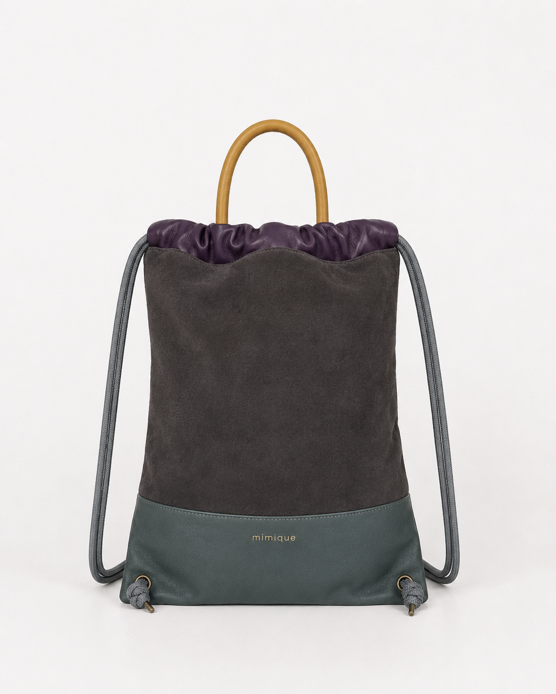 Arra gris oscuro mochila de piel y serraje para mujer de Mimique tamaño grande hecha a mano en España