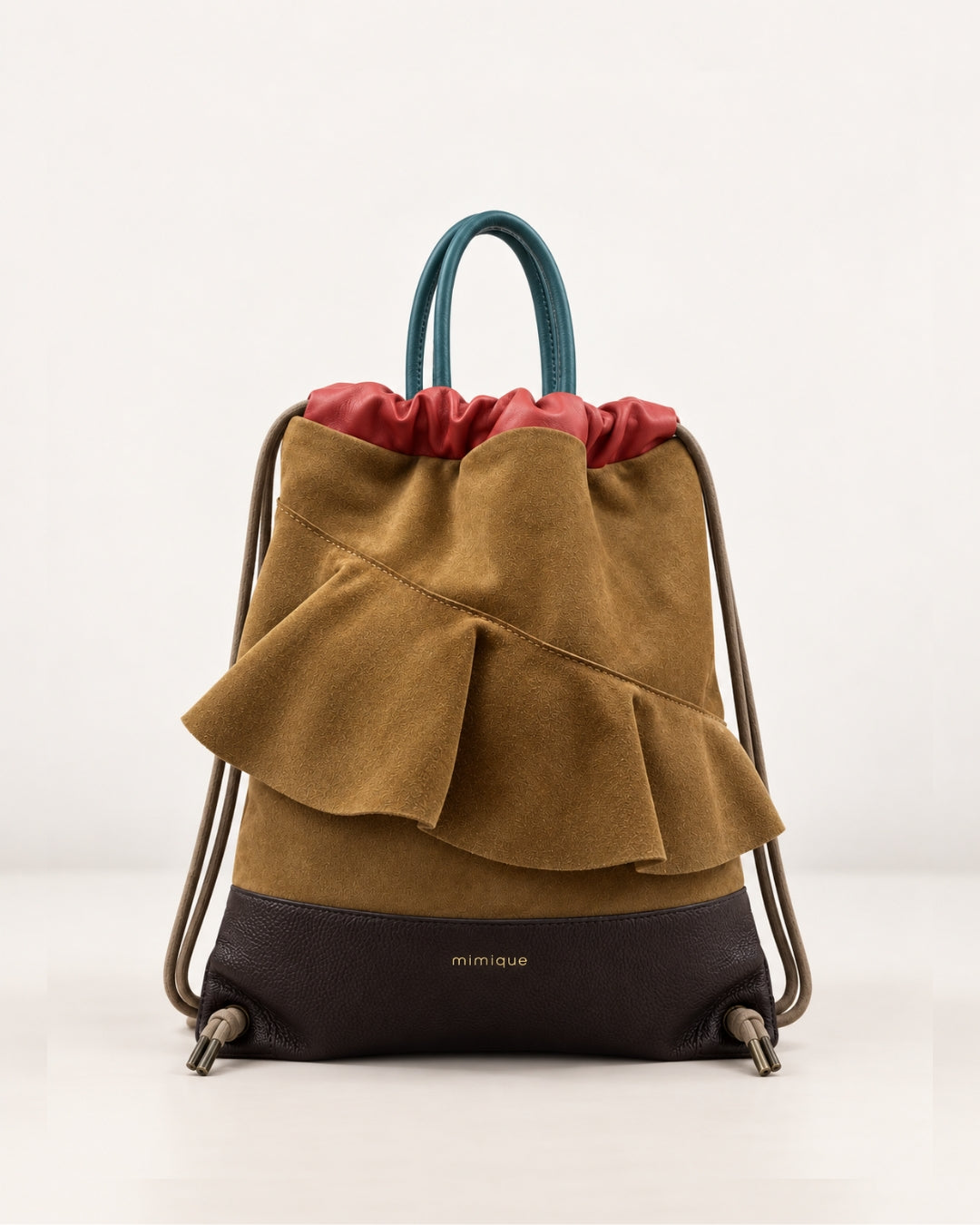 Mochila grande Bolonia Mimique color avellana y choco para mujer en piel de máxima calidad made in Spain