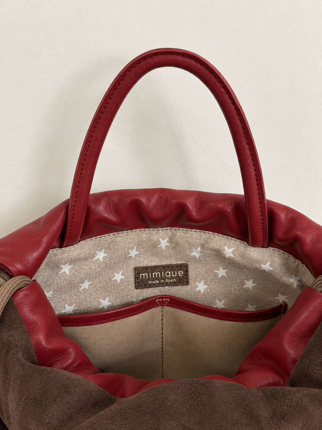 Mochila de piel para mujer Bolonia mini de Mimique con forro y bolsillo interior con gran capacidad