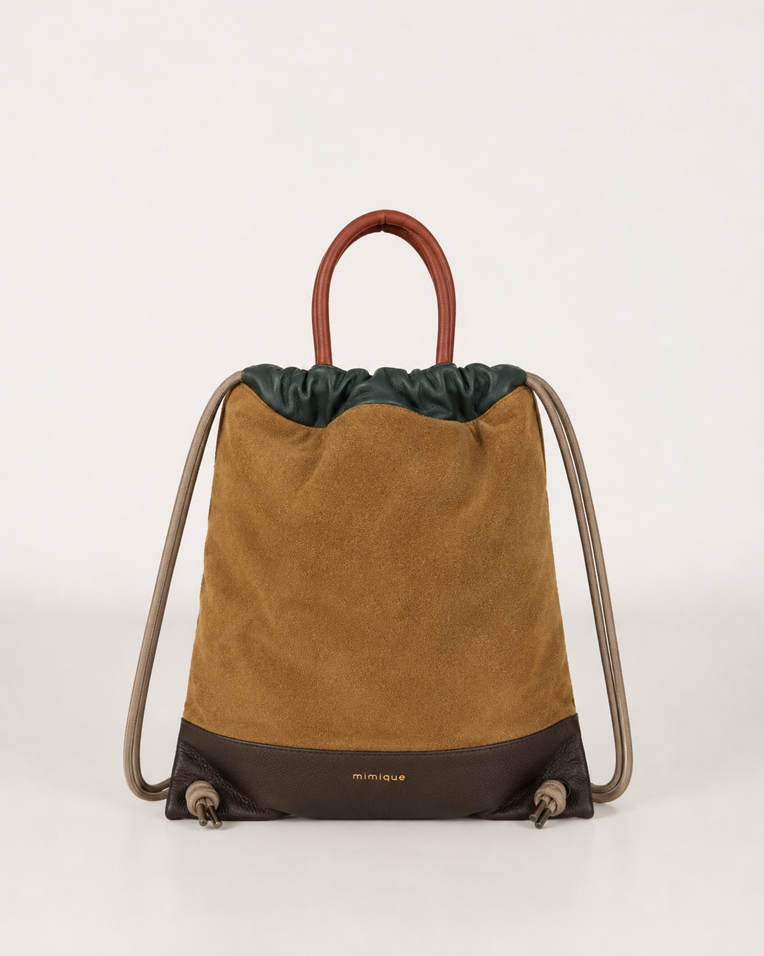 Bolso mochila piel y serraje Torimbia zero de Mimique color camel gran capacidad y calidad