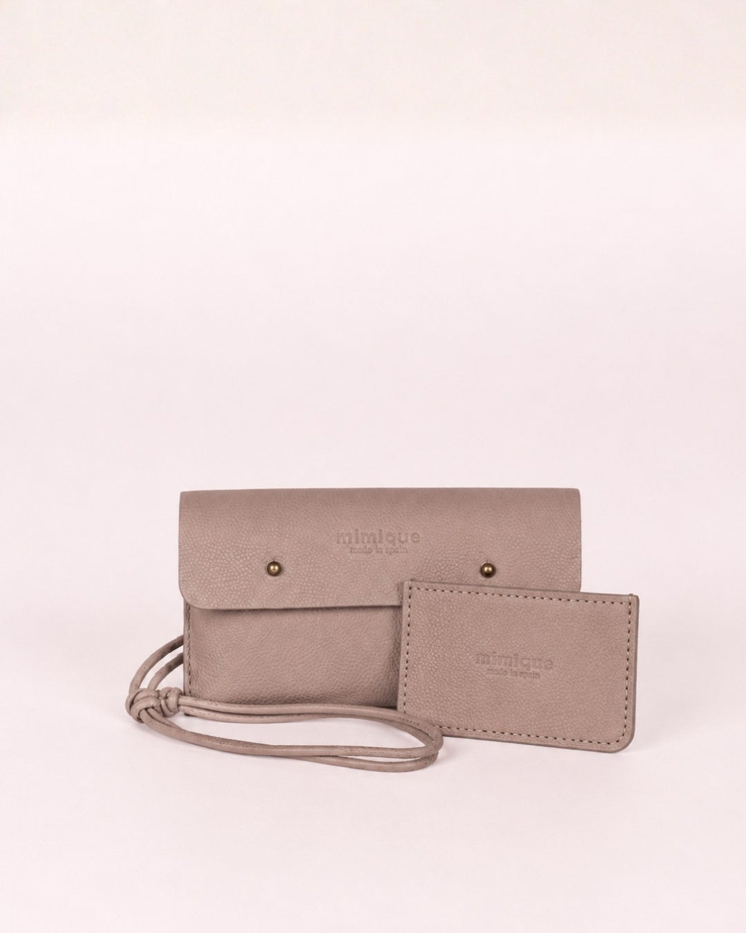 Pack funda de móvil y tarjetero de piel color camel praliné de Mimique calidad made in Spain