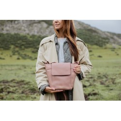 Bolso mediano de piel gran calidad modelo Andrín rosa vintage Mimique hecho a mano en España