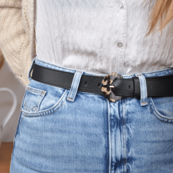Cinturón negro de piel para mujer Mimique - hecho en España