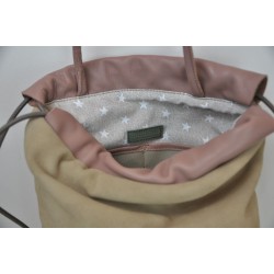 Bolso mochila de piel y serraje topo Mimique - cómoda, ligera y resistente