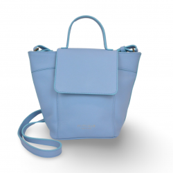 Bolso bandolera pequeño de piel con tapa y cremallera modelo Andrín mini Mimique azul
