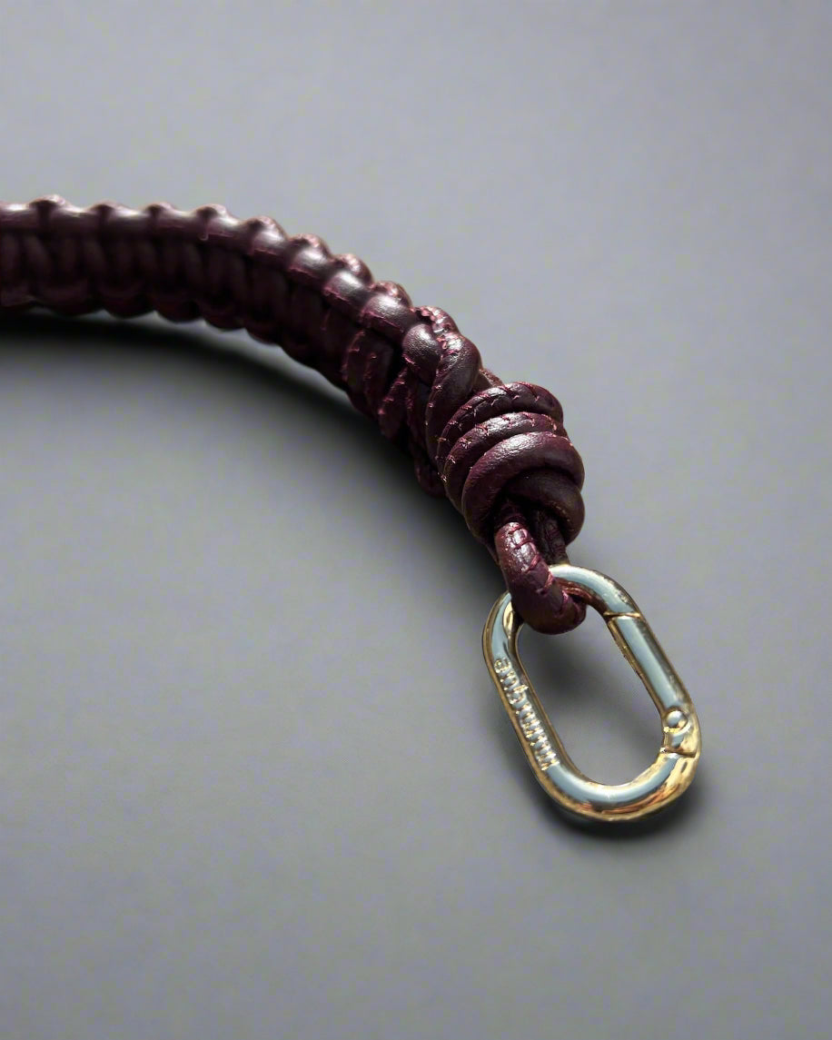 Asa de piel trenzada calidad Mimique para bolso de mujer. Color burdeos. Hecho en España