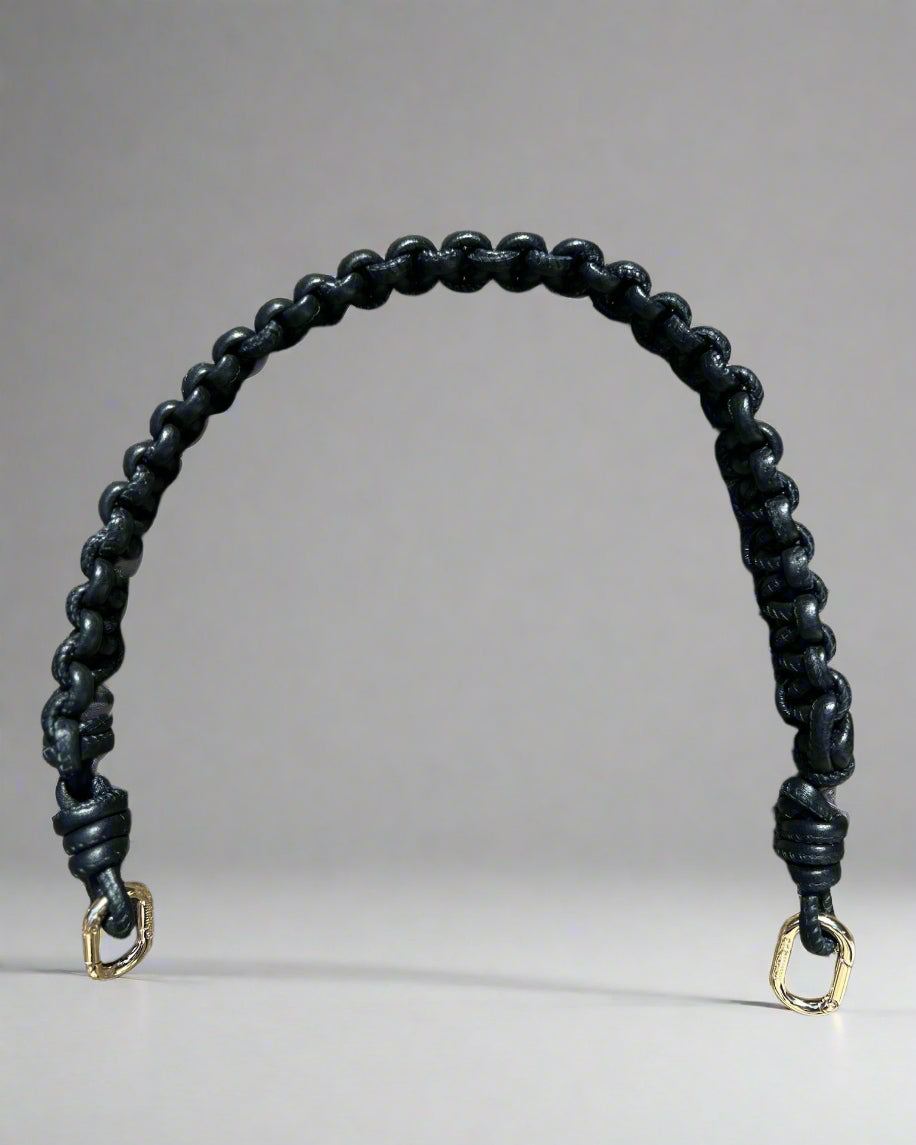 Asa de piel trenzada negra Mimique para bolso de mujer. Calidad Made in Spain