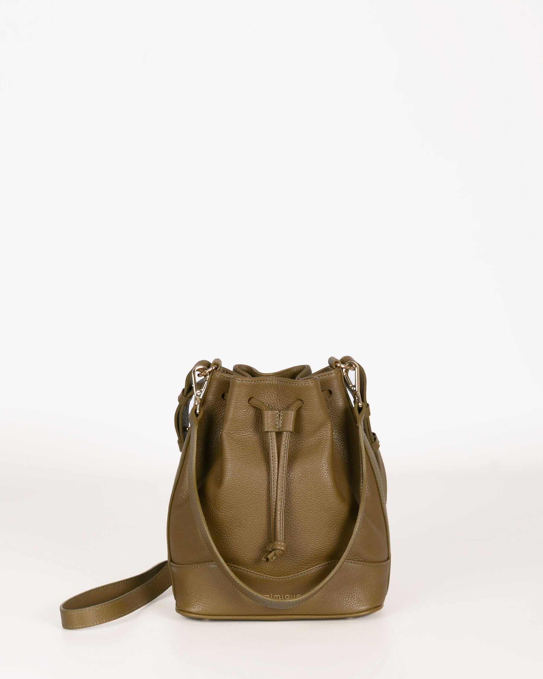 Bolso bombonera Serín de piel Mimique color verde oliva. Hecho en España