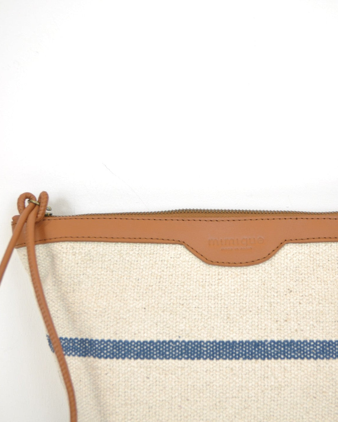 Pouch Rodiles navy Mimique loneta y piel con cremallera y asa para colgar