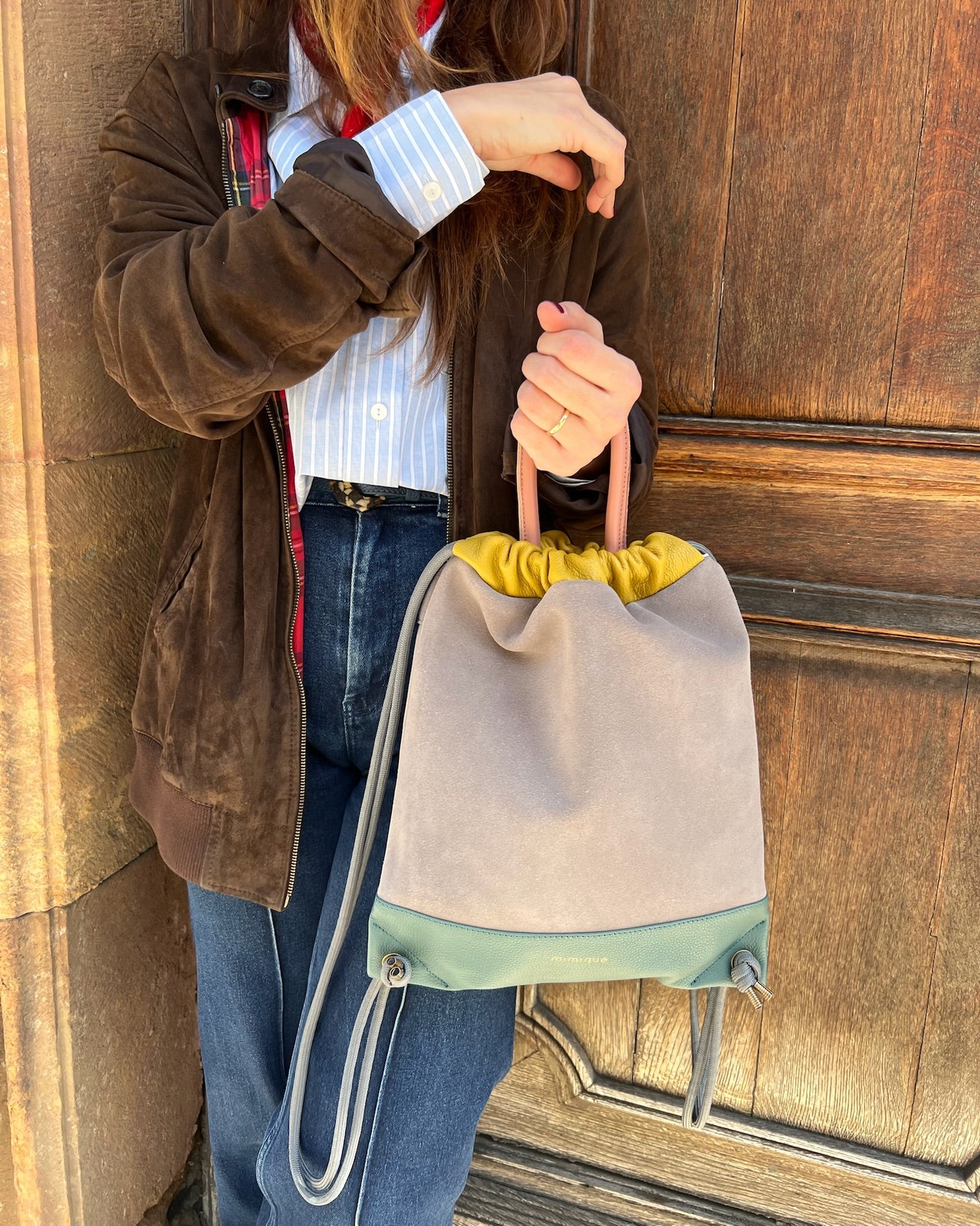 Mochila bolso de piel de gran calidad y capacidad Torimbia zero Mimique. Tamaño mediano