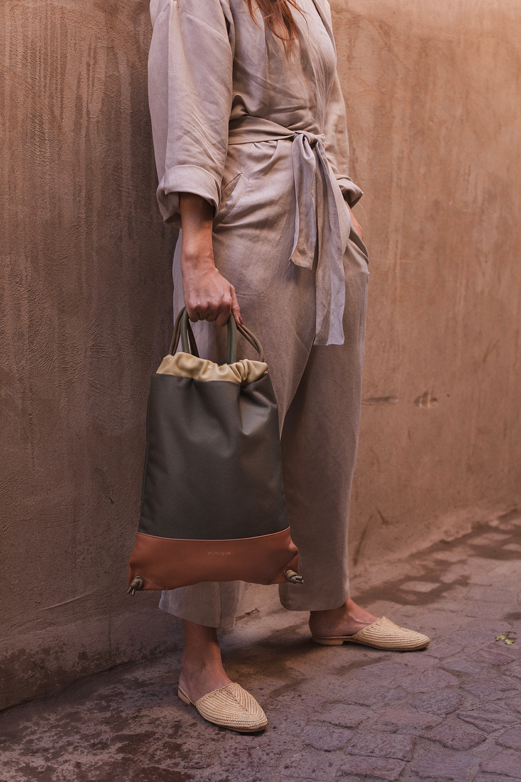 Sevalle leather, khaki and vanilla